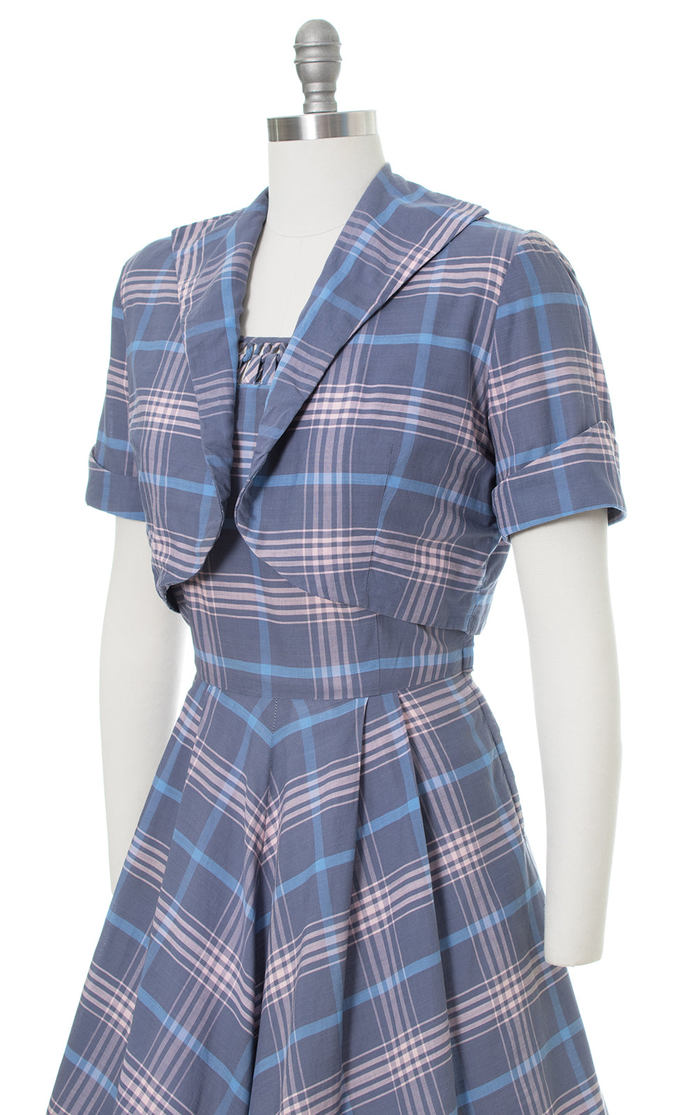 1950s Plaid Cotton Sundress & Bolero Set