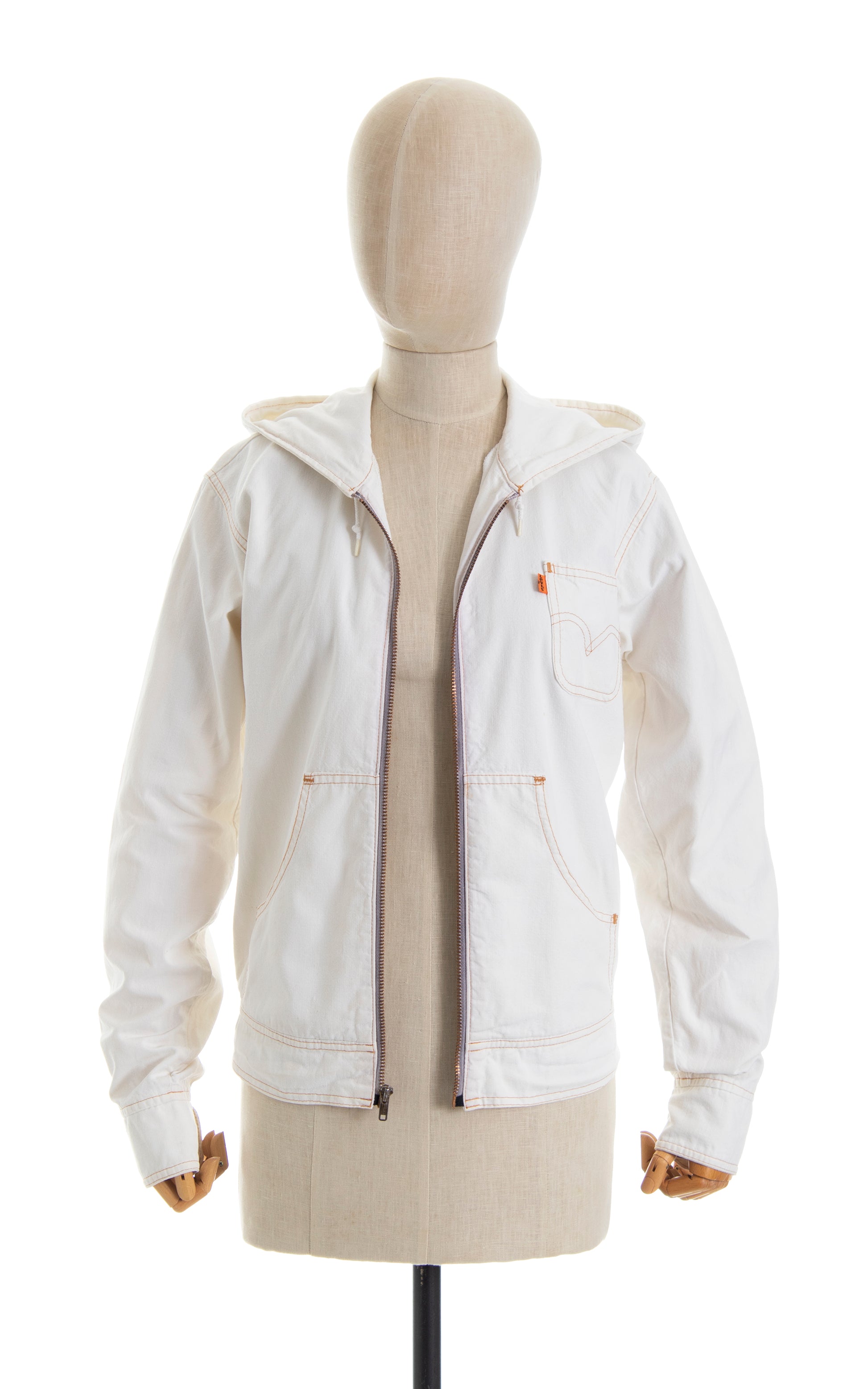 Vintage 1970s 70s LEVI'S White Cotton Hooded Jacket Birthday Life Vintage
