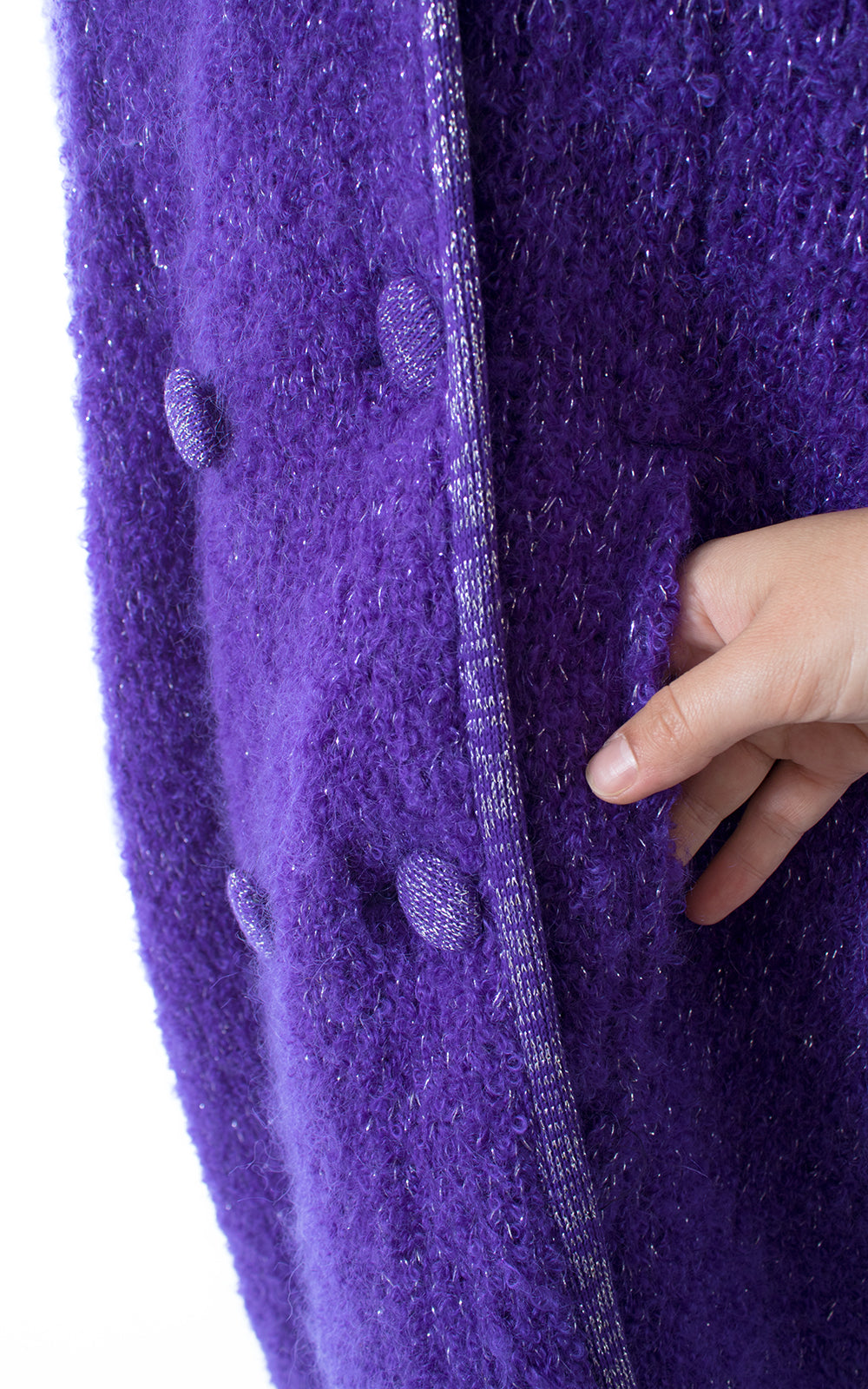 1960s Metallic Purple Wool Sweater Coat