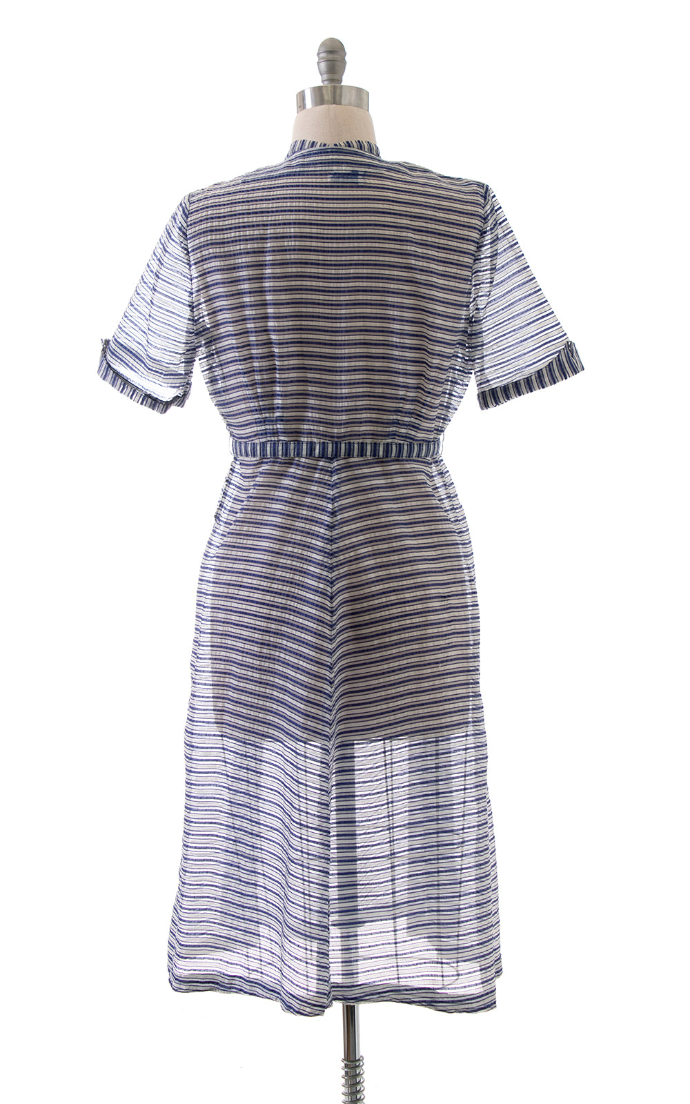 1940s Sheer Striped Nylon Dress | large/x-large