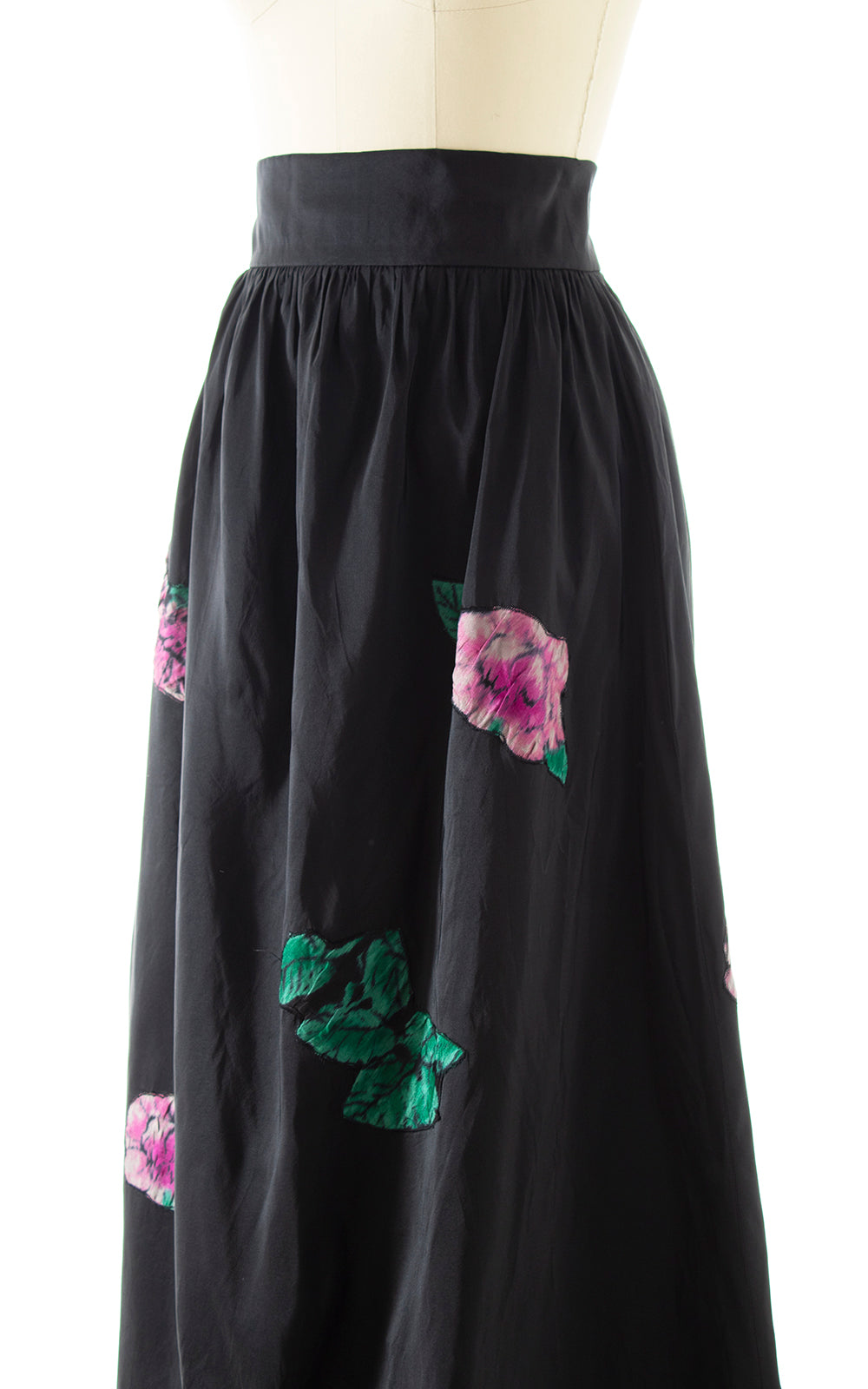 1950s Floral Appliqué Maxi Skirt | small