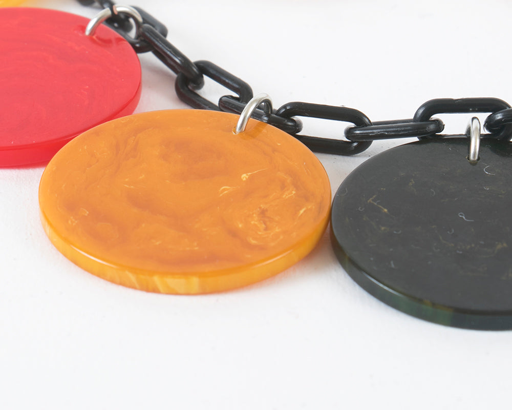 Handmade 1940s/1950s Bakelite Poker Chips Charm Necklace & Earrings Sets