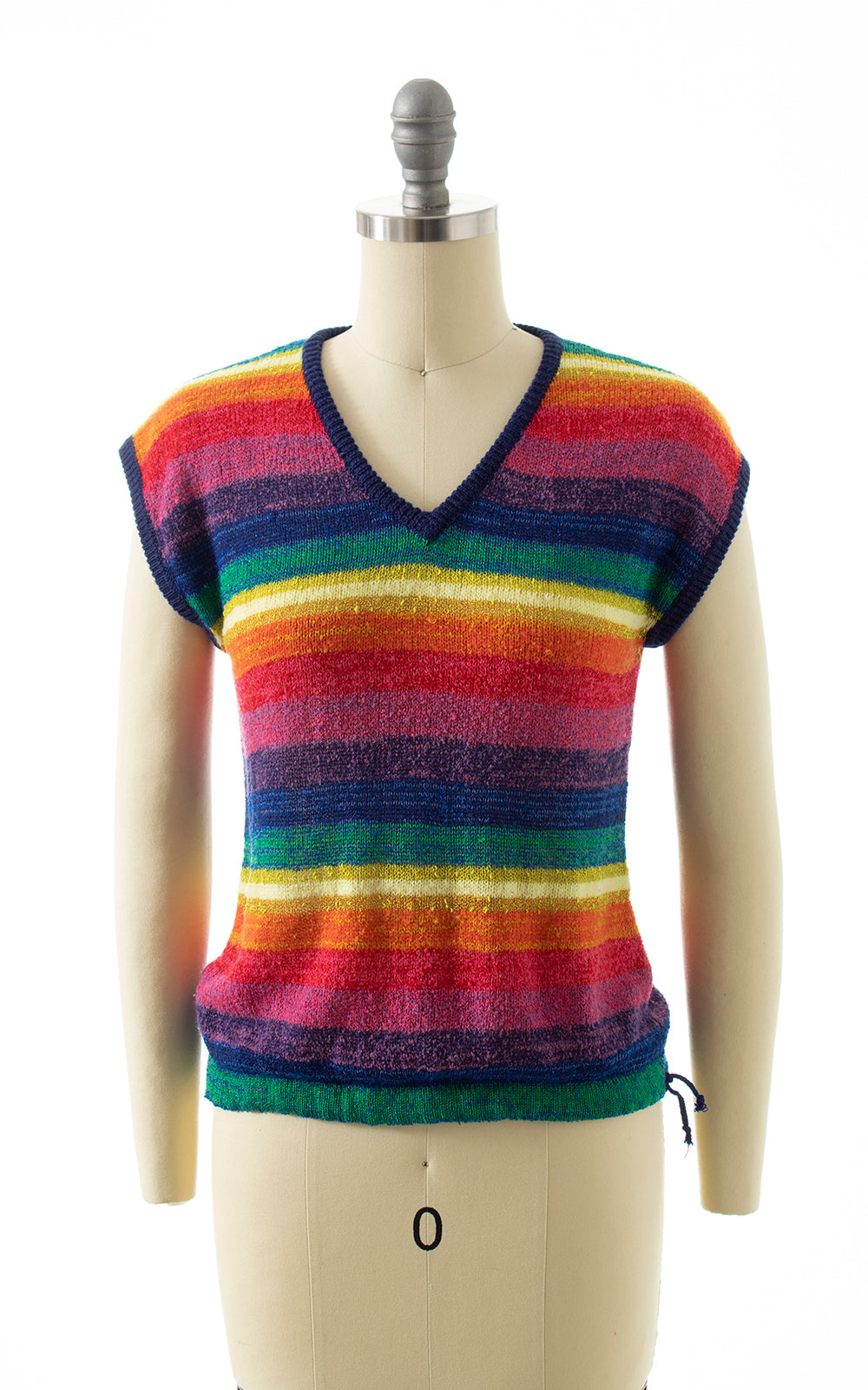 1970s Rainbow Knit Drawstring Top | x-small/small