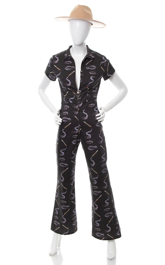 Modern 1970s Style THE CREATURES Smoking Novelty Jumpsuit | small