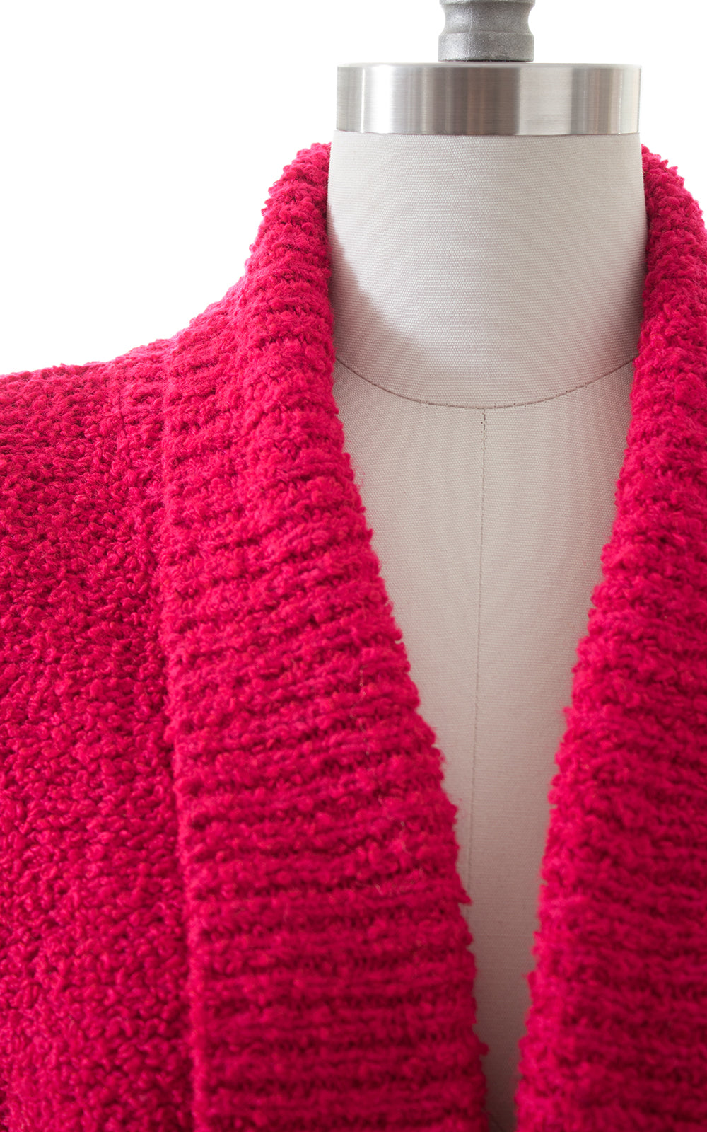 1980s Hot Pink Bouclé Knit Sweater Coat