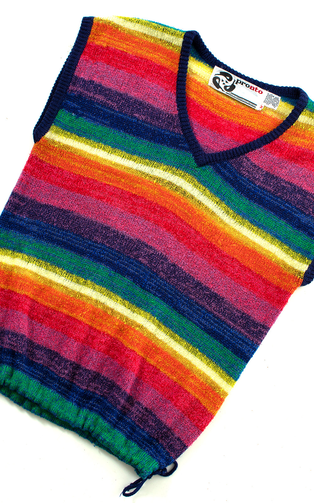 1970s Rainbow Knit Drawstring Top | x-small/small