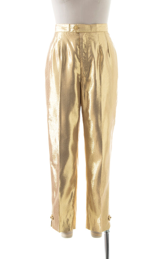 1980s-does-1960s Metallic Gold Lurex Pants | medium