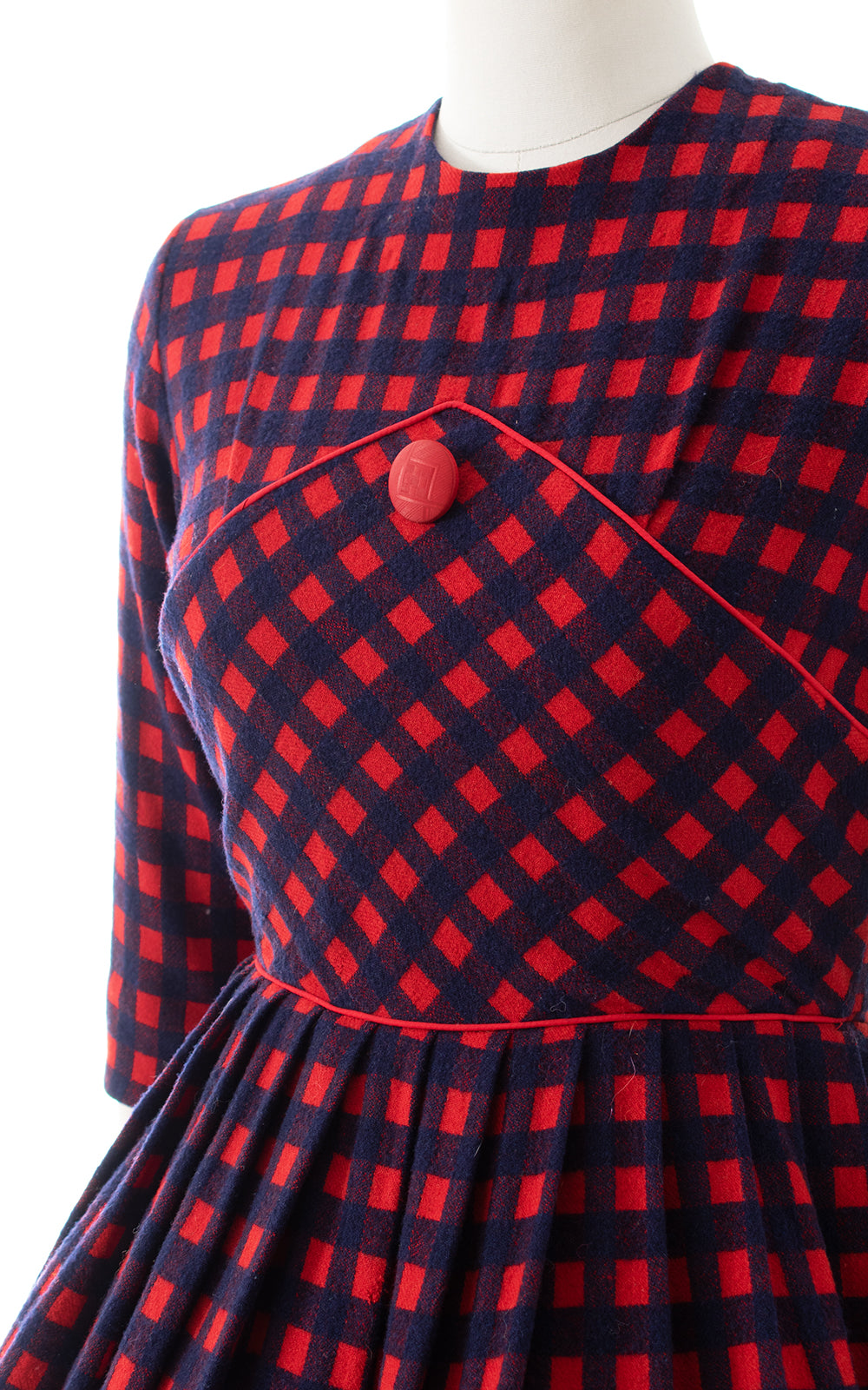 1950s Checkered Wool Dress | small/medium