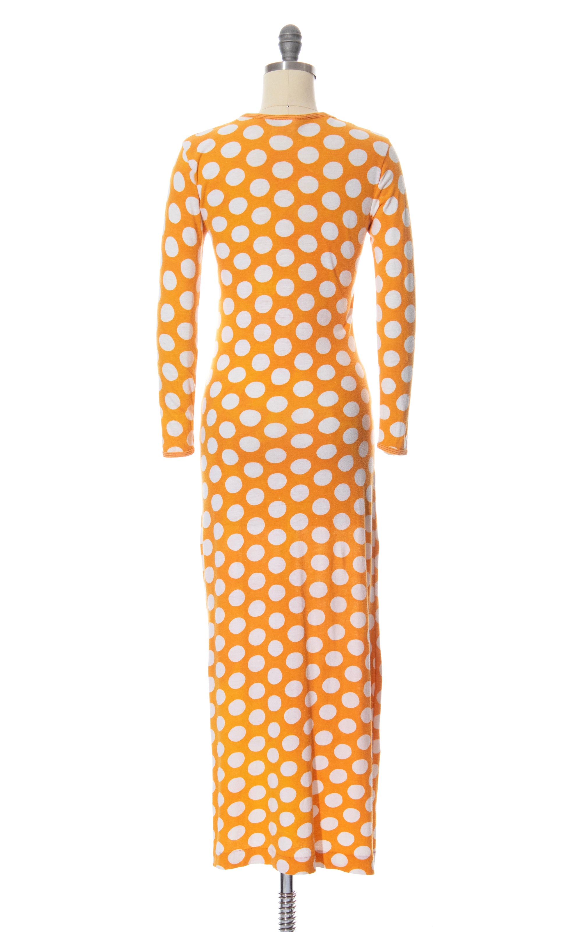 1960s 1970s MARIMEKKO Polka Dot Jersey Maxi Dress x small Birthday Life Vintage