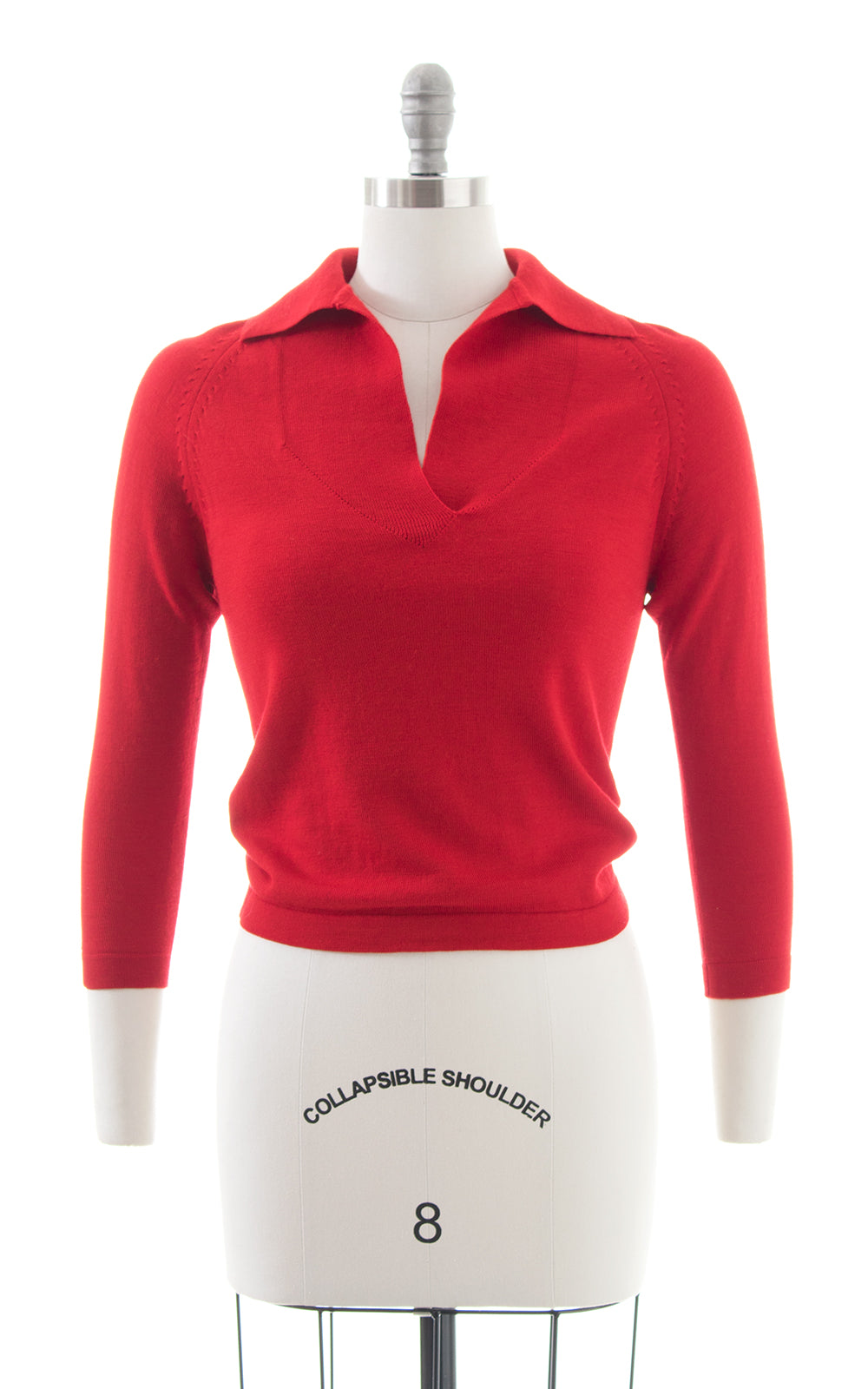 1950s Red Knit Wool Cropped Sweater