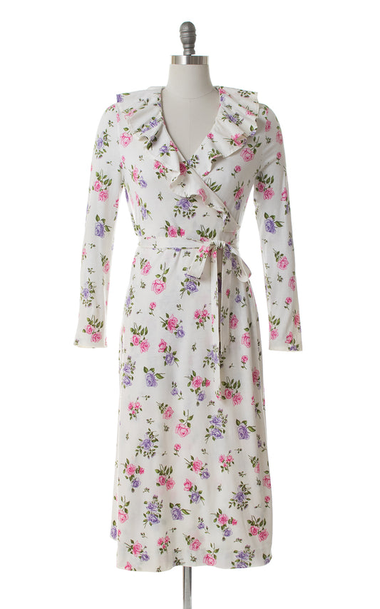 1980s Diane von Fürstenberg Rose Wrap Dress