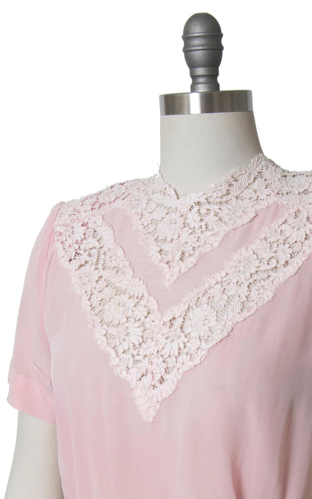 1940s Light Pink Rayon Lace Blouse | medium