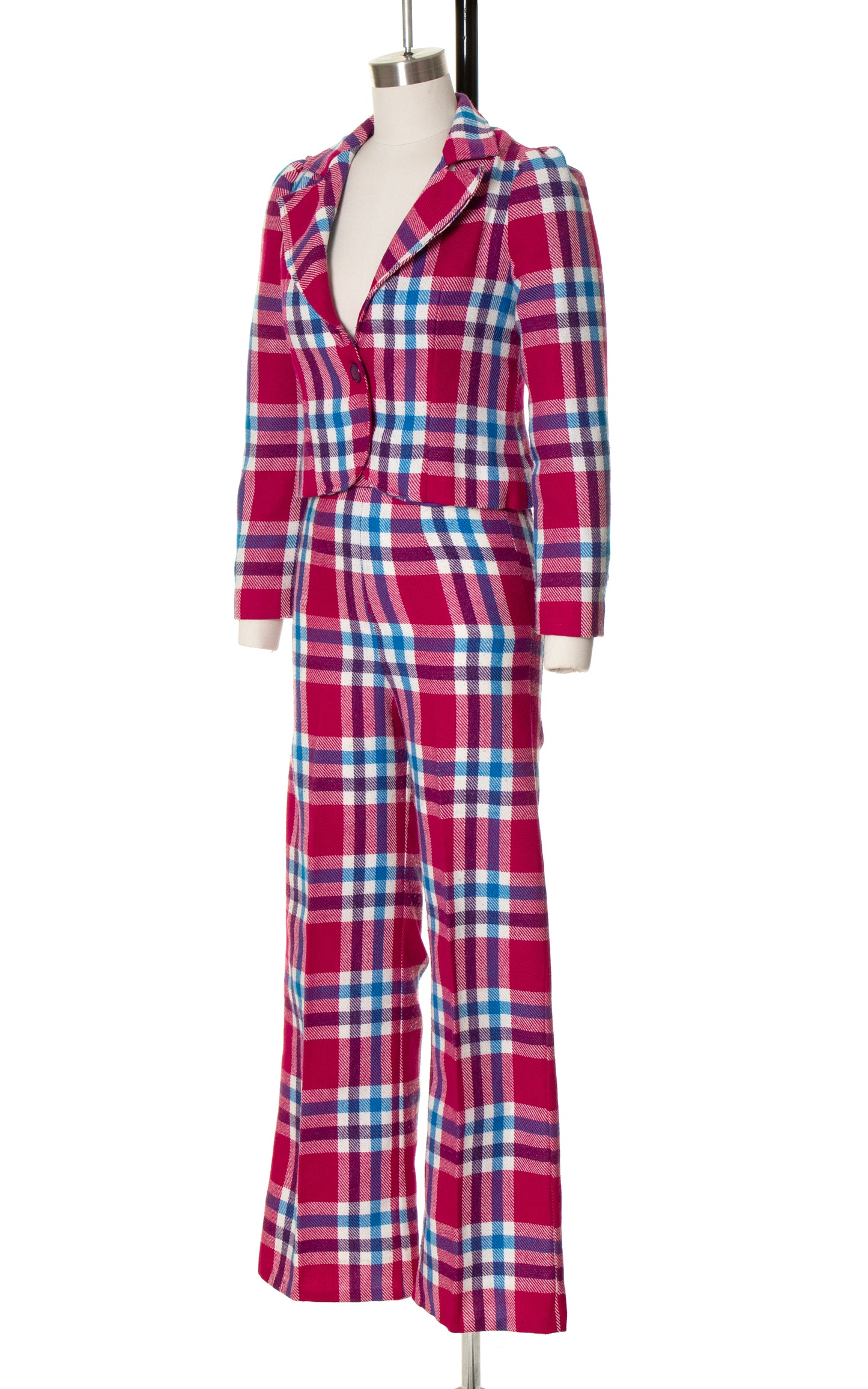 1970s Plaid Pant Suit | x-small