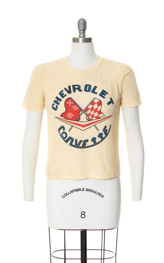 Vintage 70s 1970s Chevrolet Corvette Novelty Print Graphic Cars Tee TShirt Shirt BirthdayLifeVintage