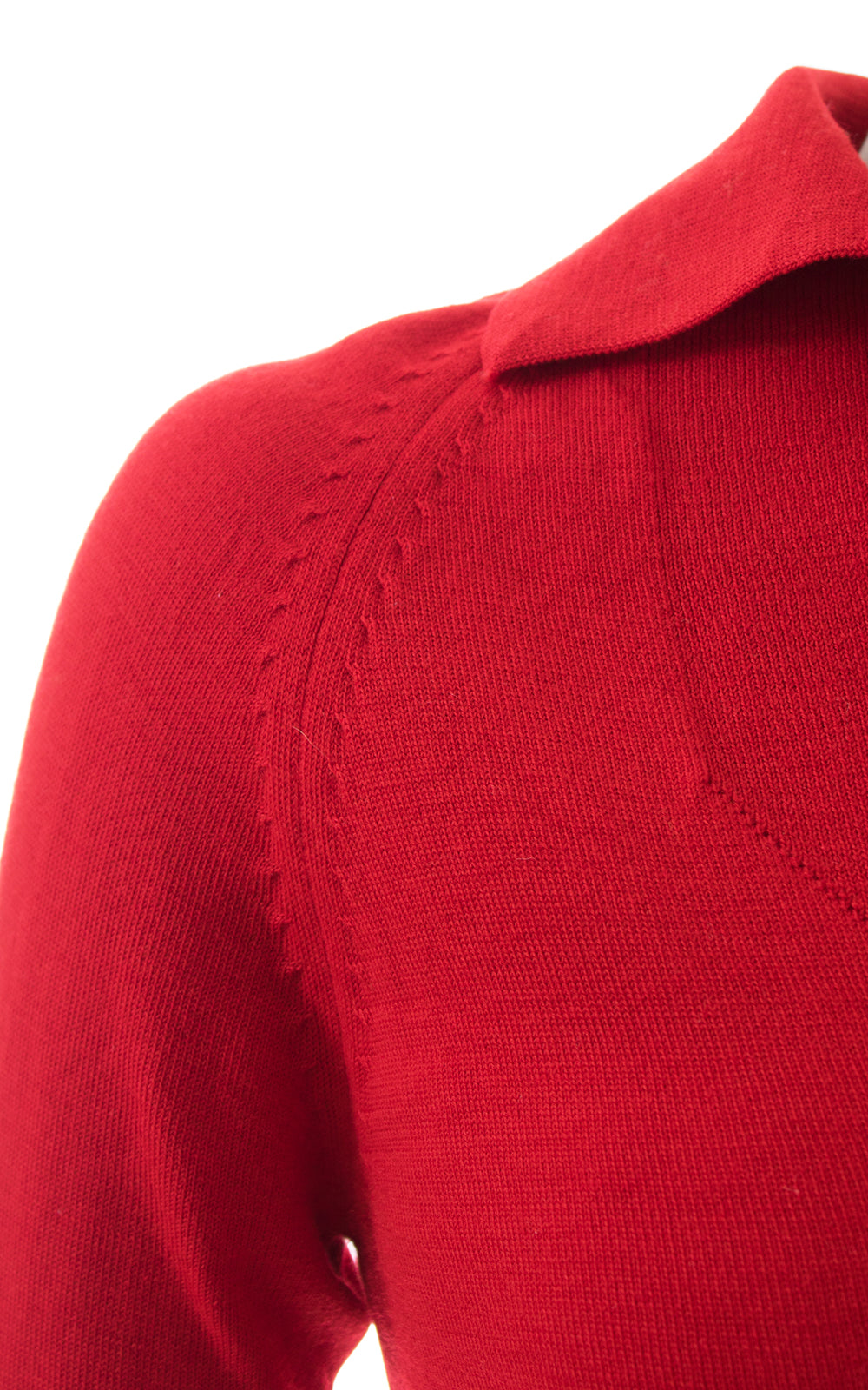 1950s Red Knit Wool Cropped Sweater