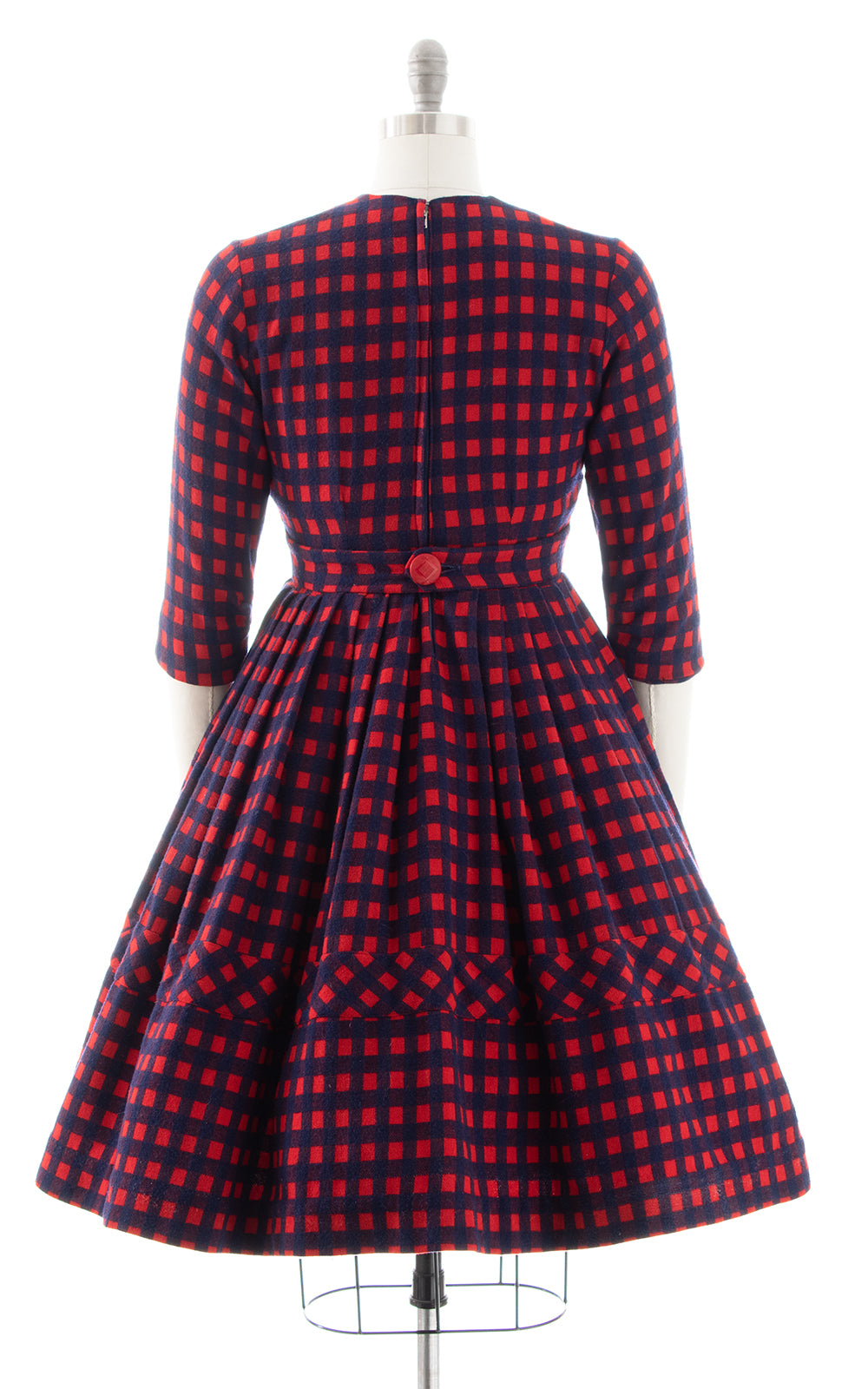 1950s Checkered Wool Dress | small/medium