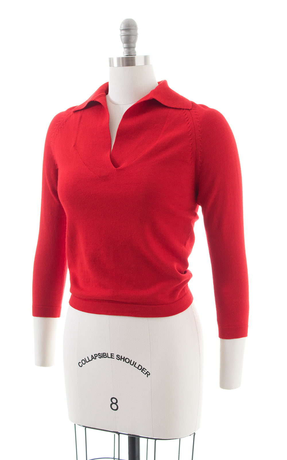 1950s Red Knit Wool Cropped Sweater