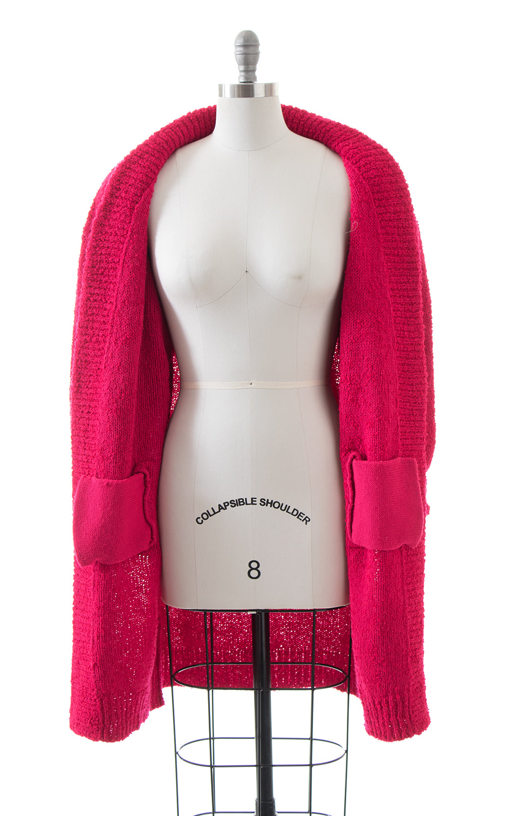 1980s Hot Pink Bouclé Knit Sweater Coat