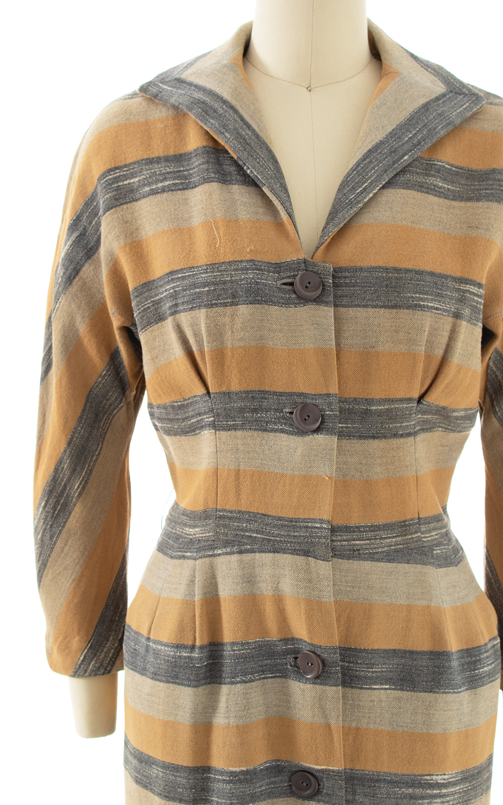1950s Striped Wool Shirt Dress | small