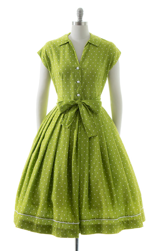 Modern 1950s Style Polka Dot Shirtwaist Dress