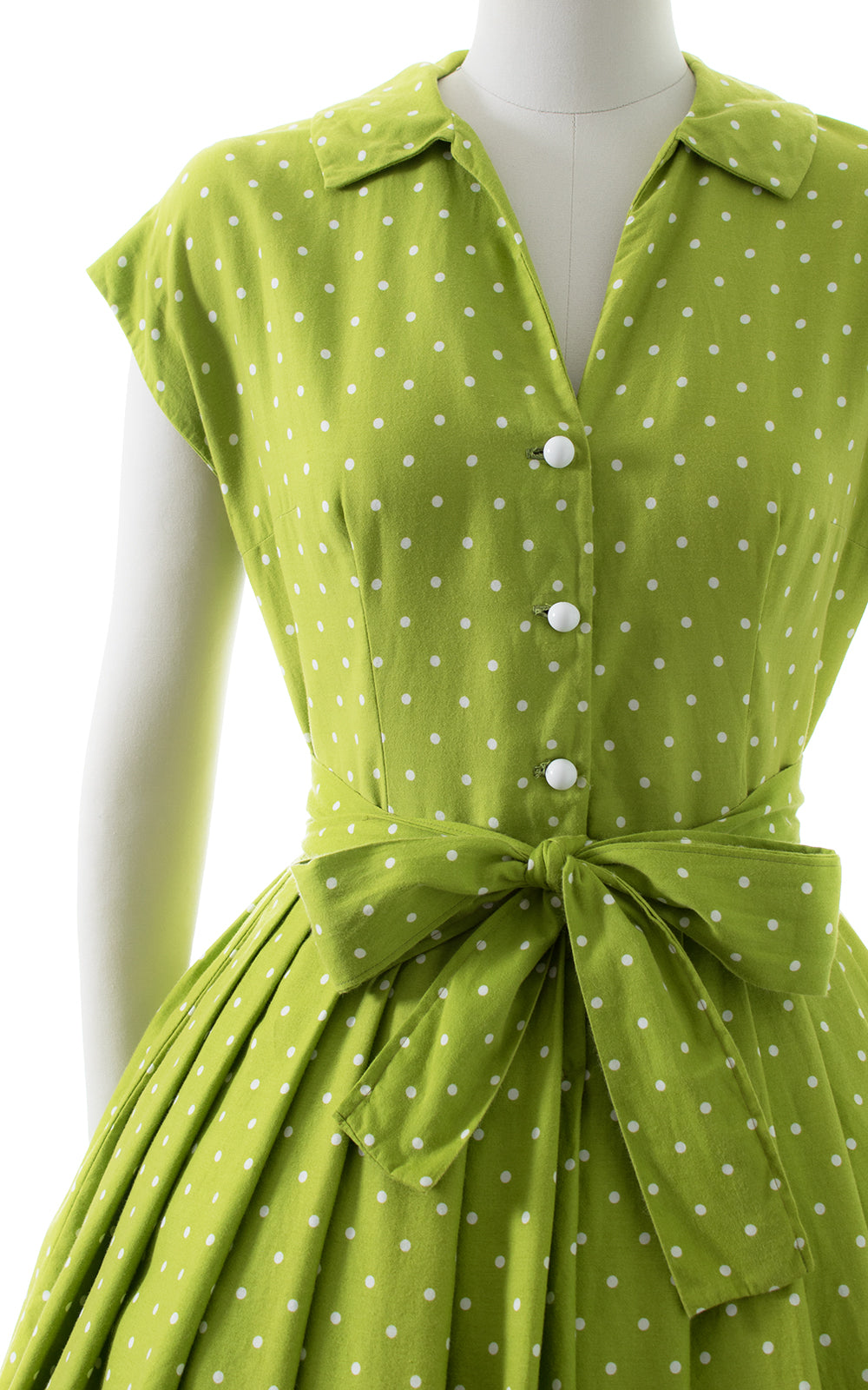 Modern 1950s Style Polka Dot Shirtwaist Dress