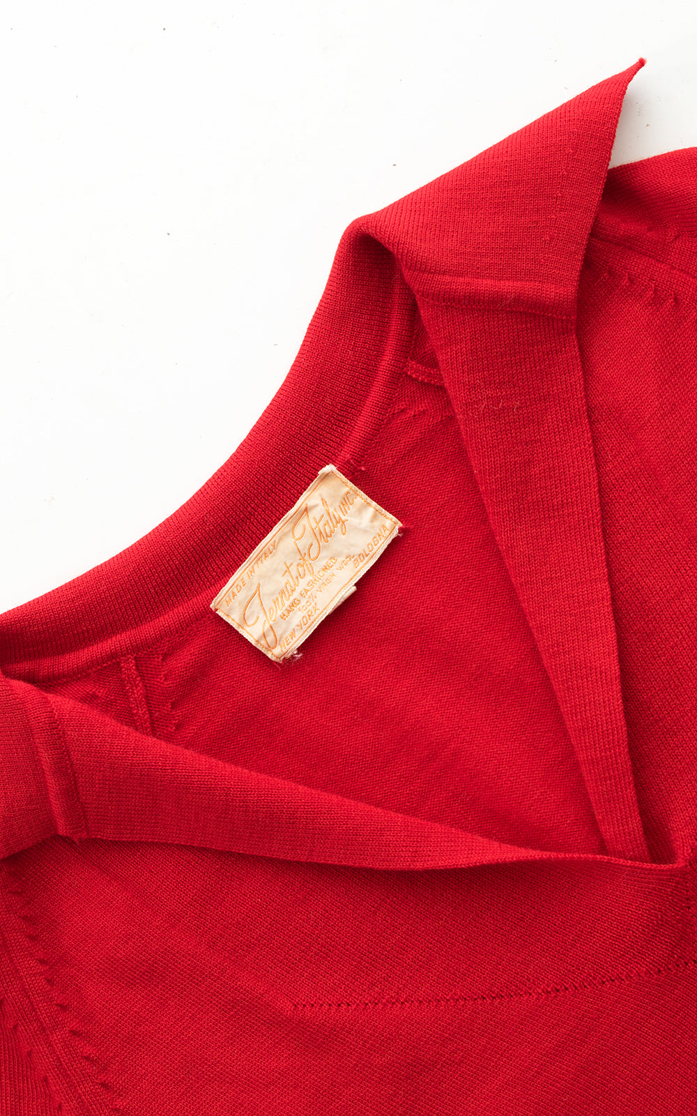 1950s Red Knit Wool Cropped Sweater