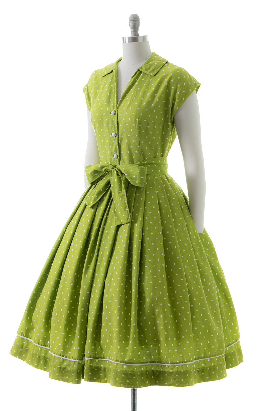 Modern 1950s Style Polka Dot Shirtwaist Dress