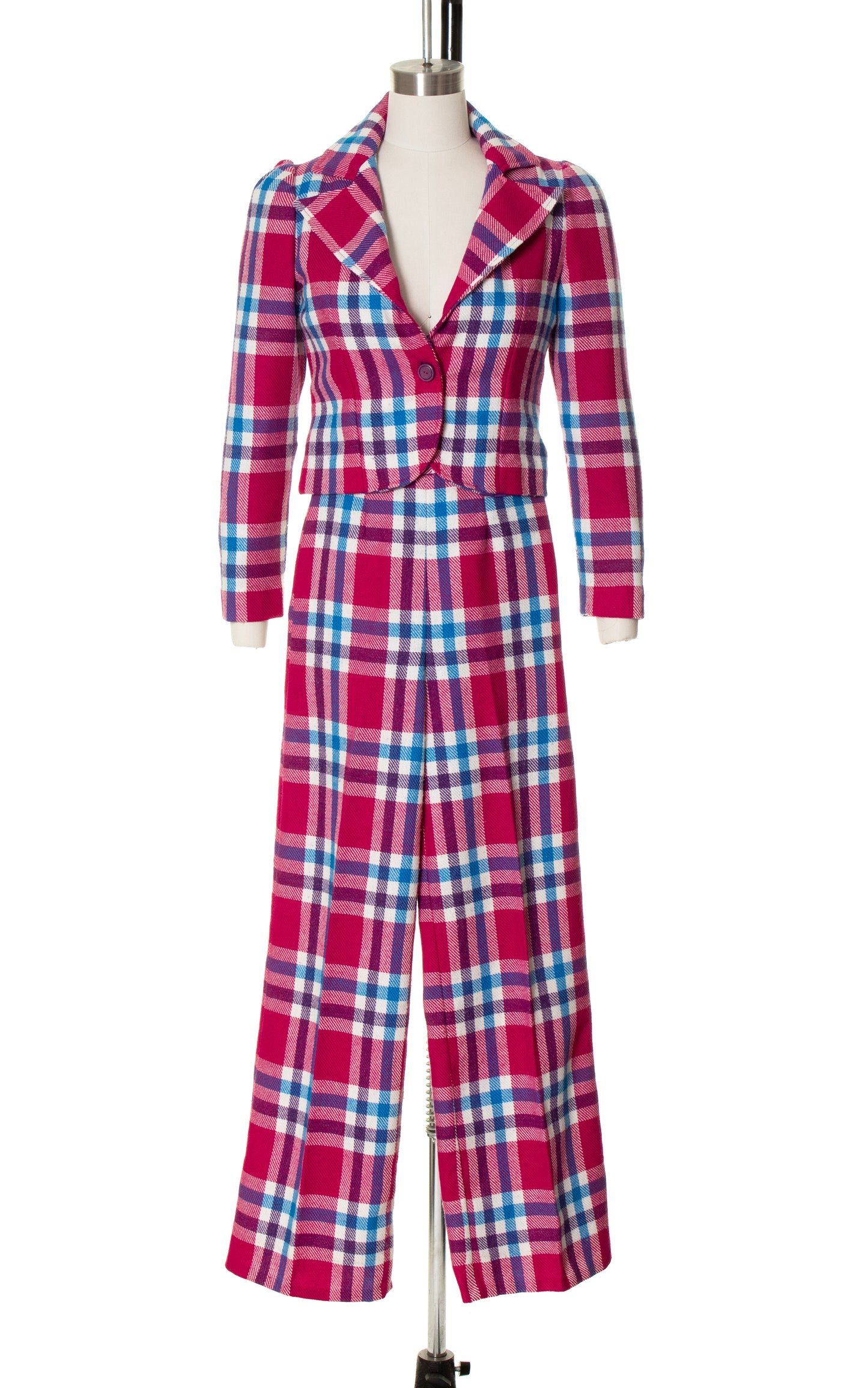 1970s Plaid Pant Suit | x-small