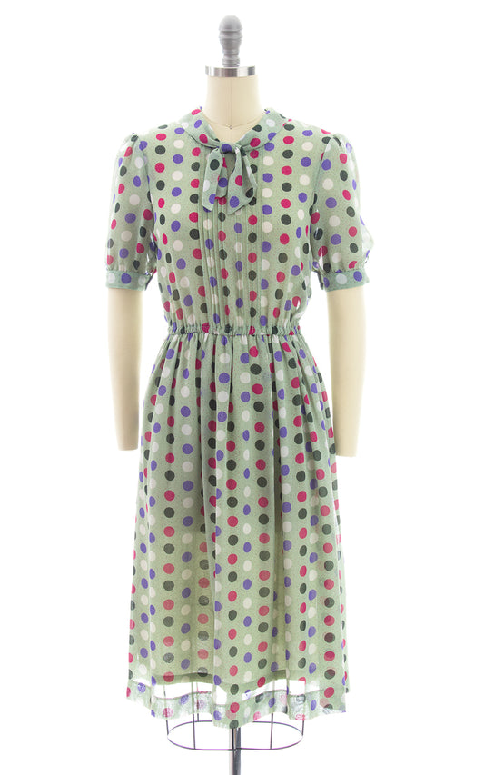 1980s Polka Dot Secretary Dress