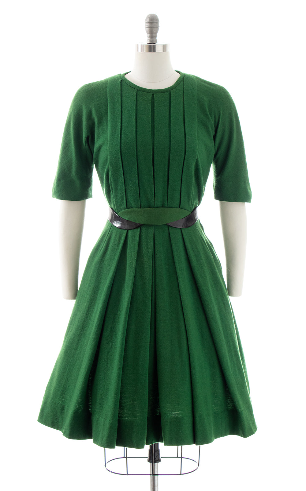 1940s 1950s VERA MAXWELL Green Wool Dress | small