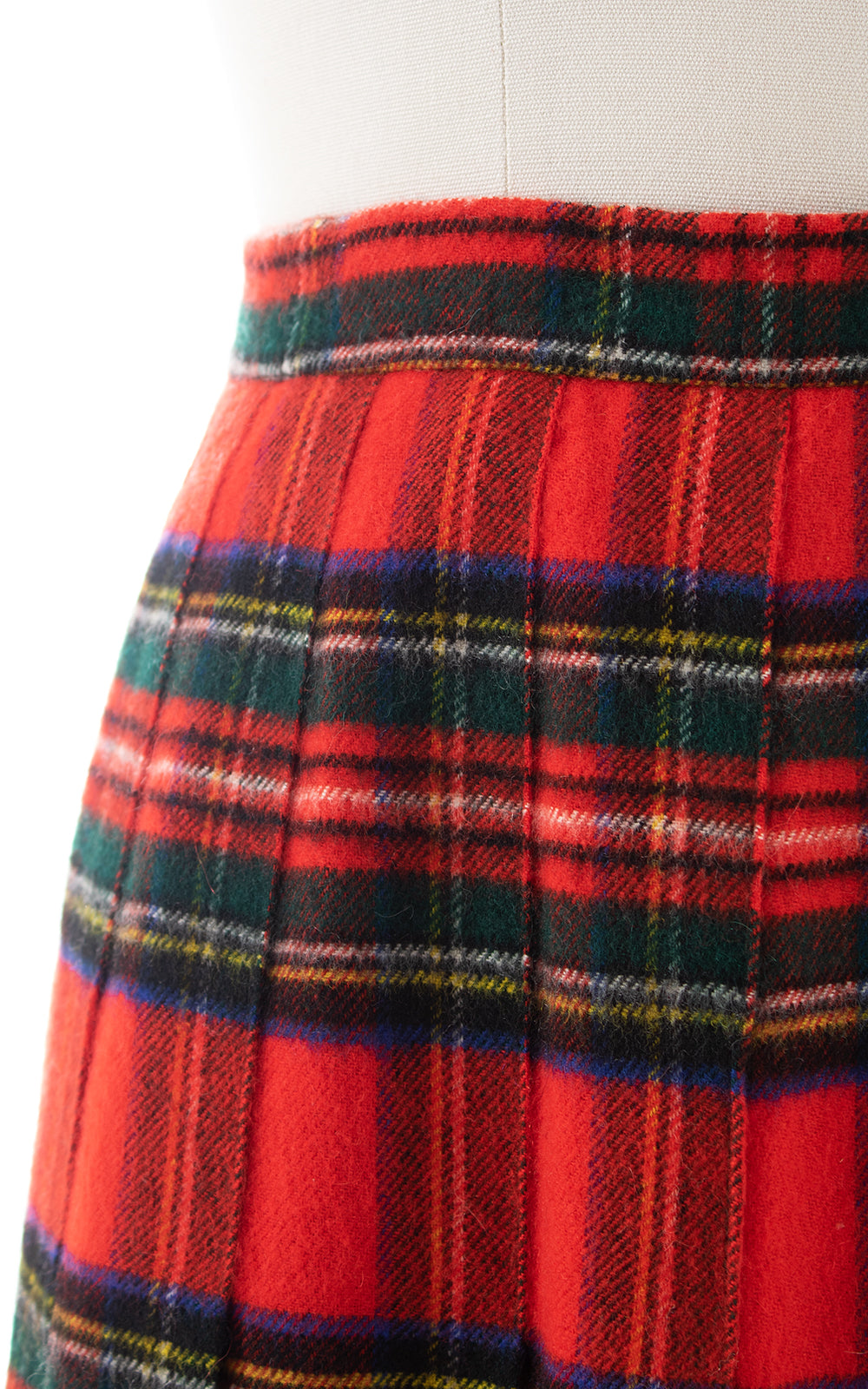 1980s Cashmere Wool Tartan Pleated Skirt BirthdayLifeVintage