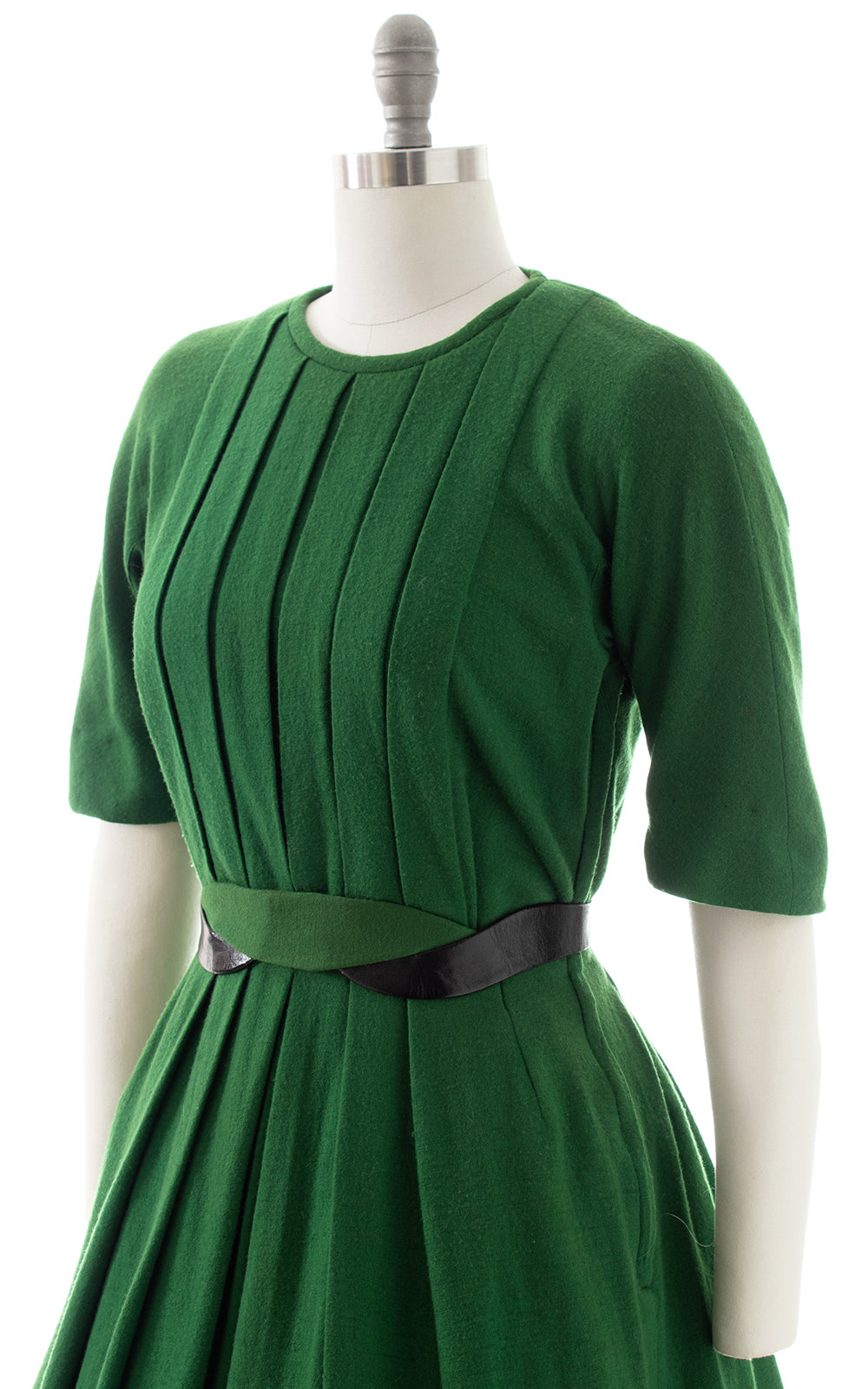 1940s 1950s VERA MAXWELL Green Wool Dress | small
