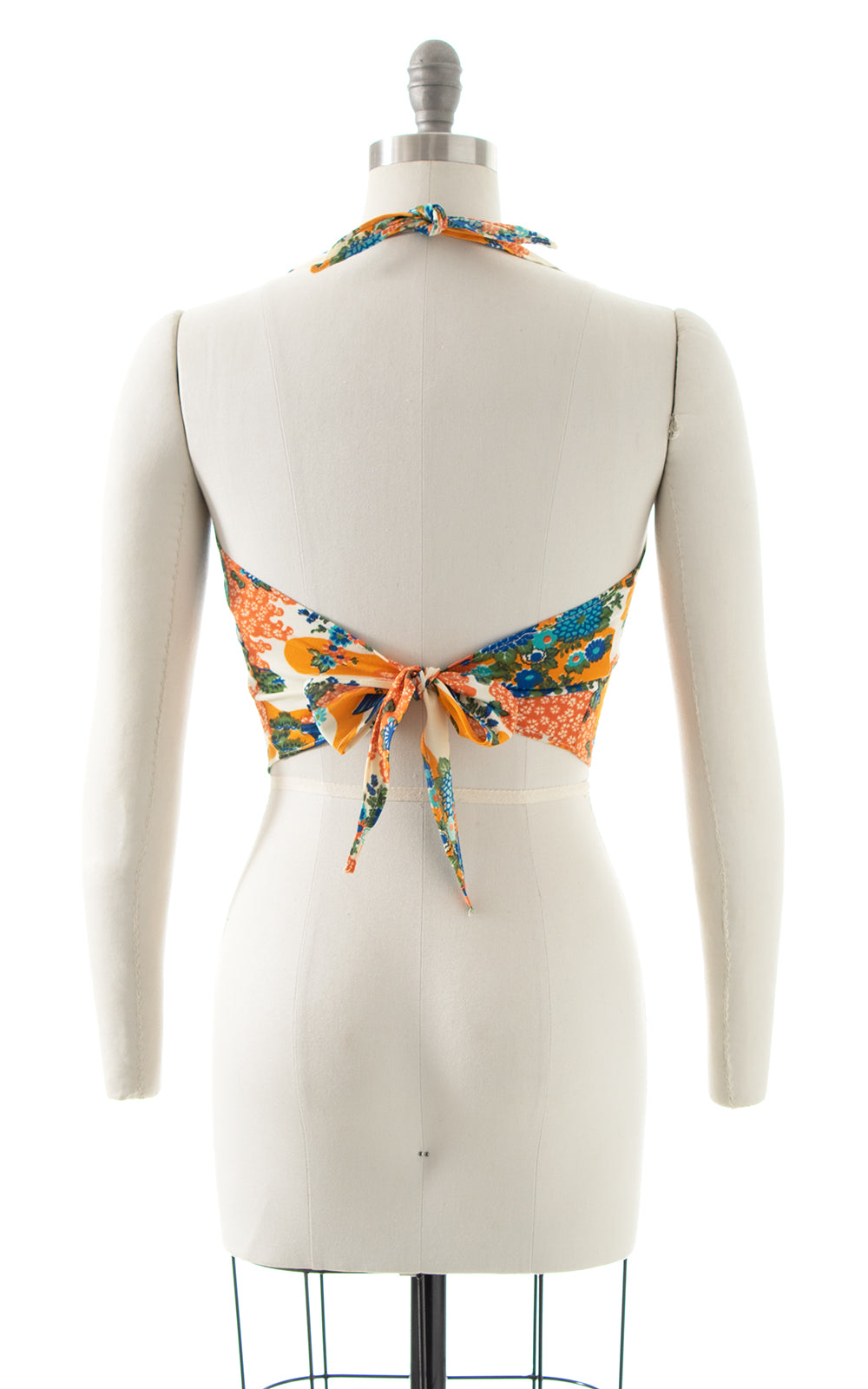 1970s Pagoda Novelty Print Halter Crop Top | small/medium/large