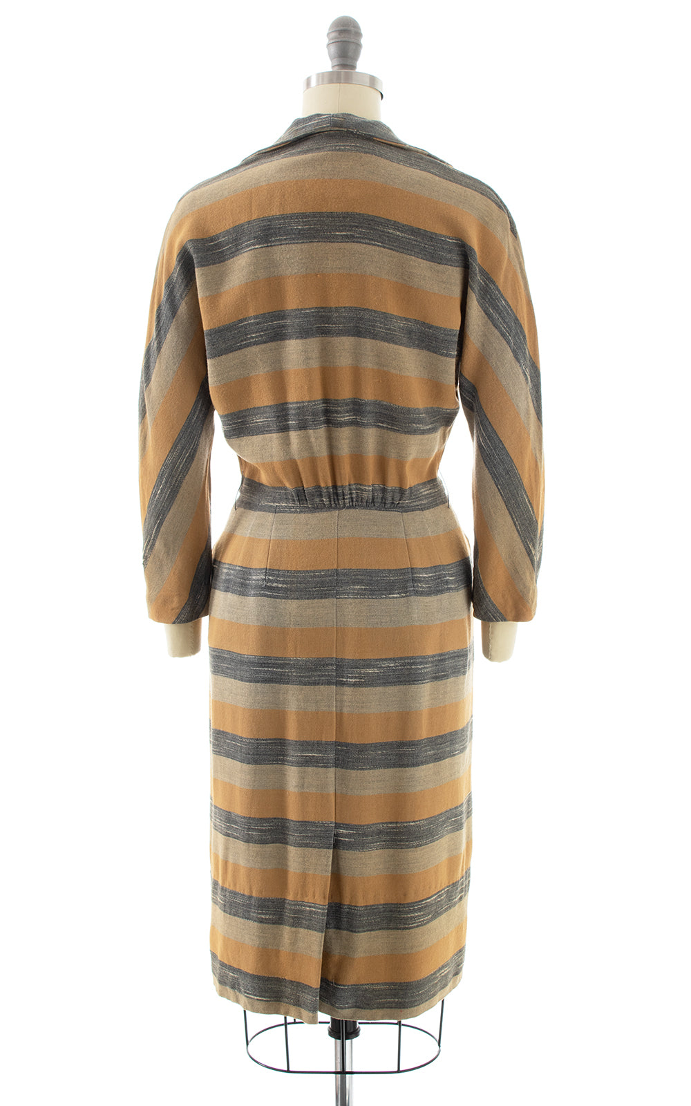 1950s Striped Wool Shirt Dress | small