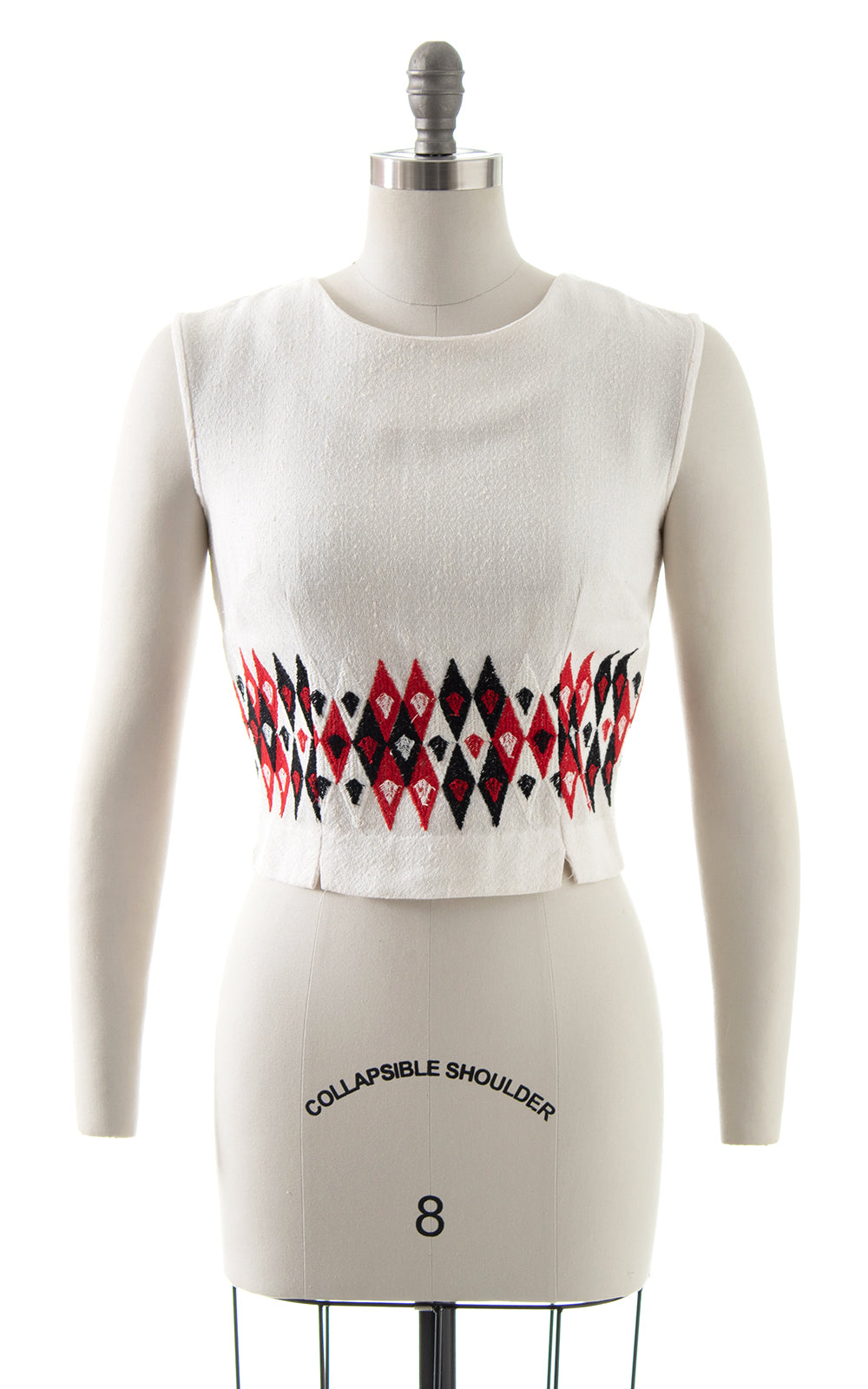 1960s Harlequin Embroidered Crop Top BirthdayLifeVintage