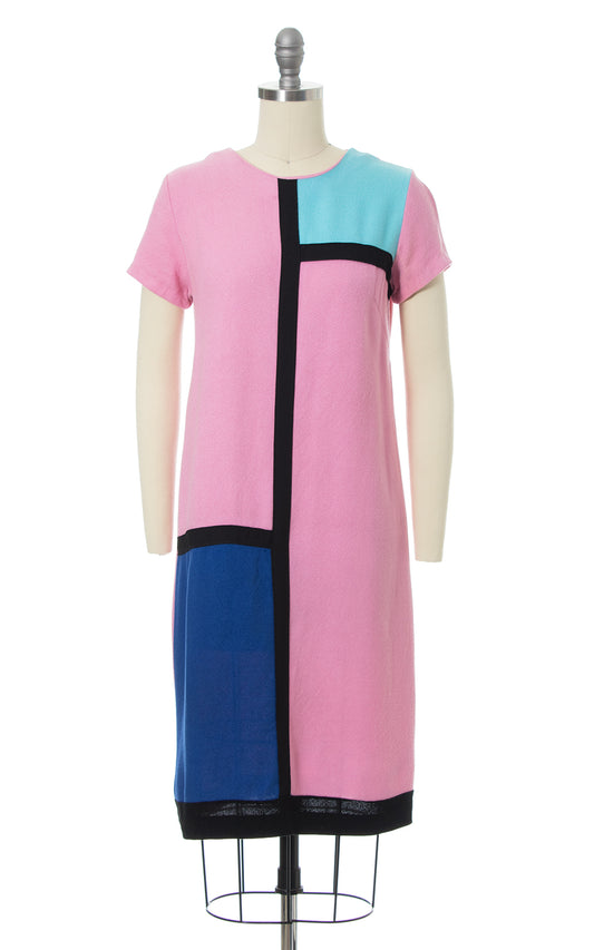 1960s Mondrian Inspired Color Block Shift Dress