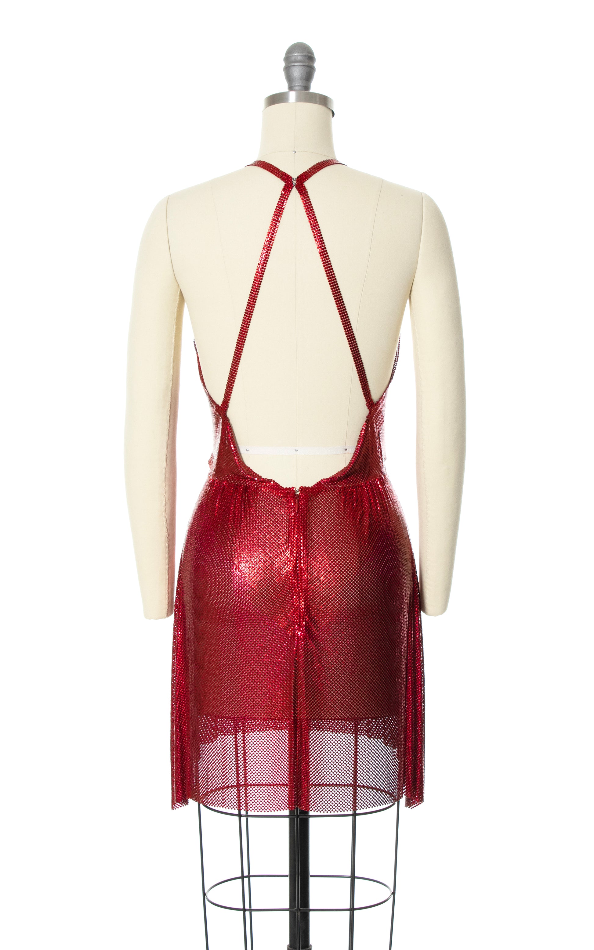 red chainmail dress Modern FANNIE SCHIAVONI Red Metal Mesh Mini Dress