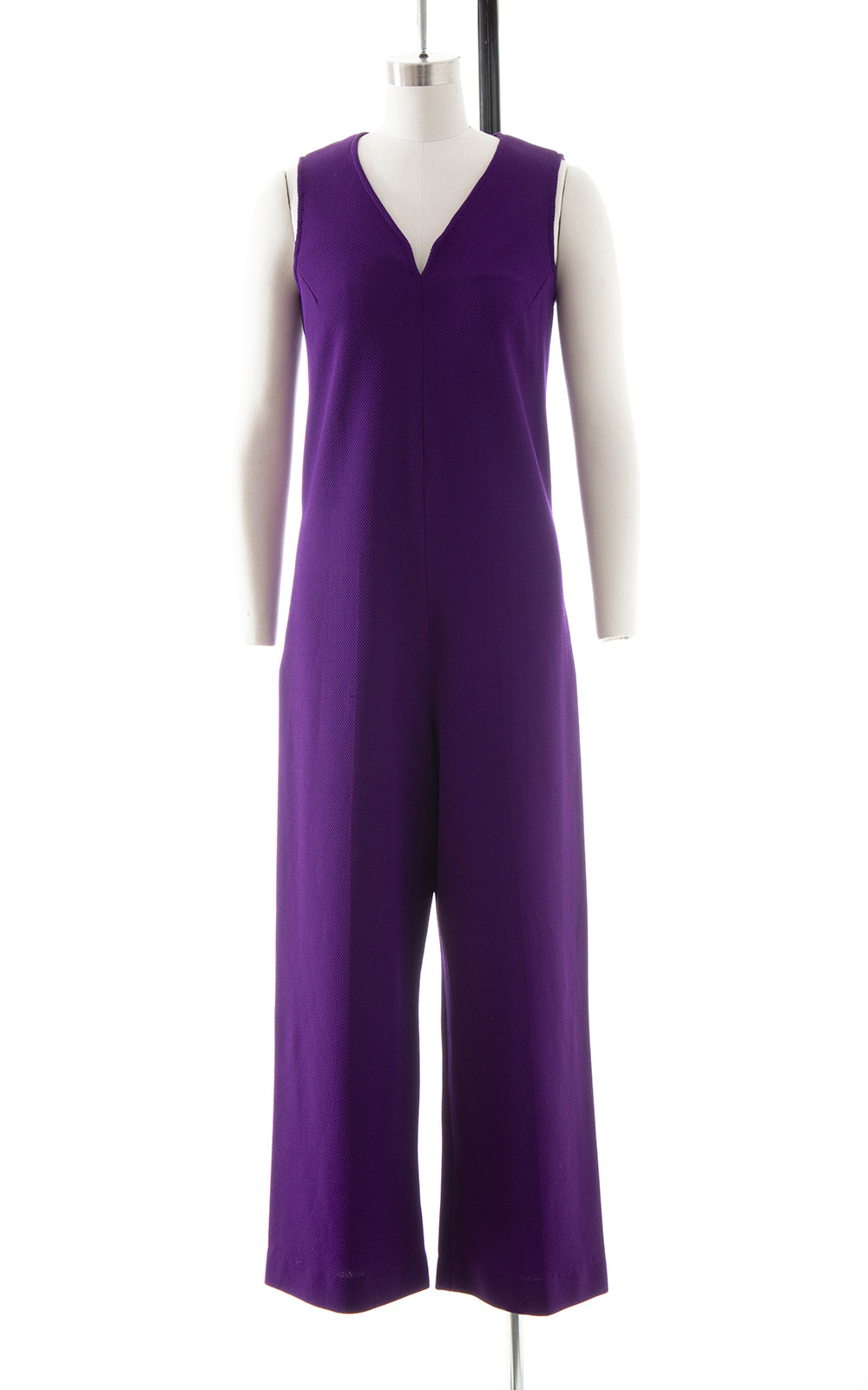 1970s Purple Knit Wide Leg Jumpsuit | small
