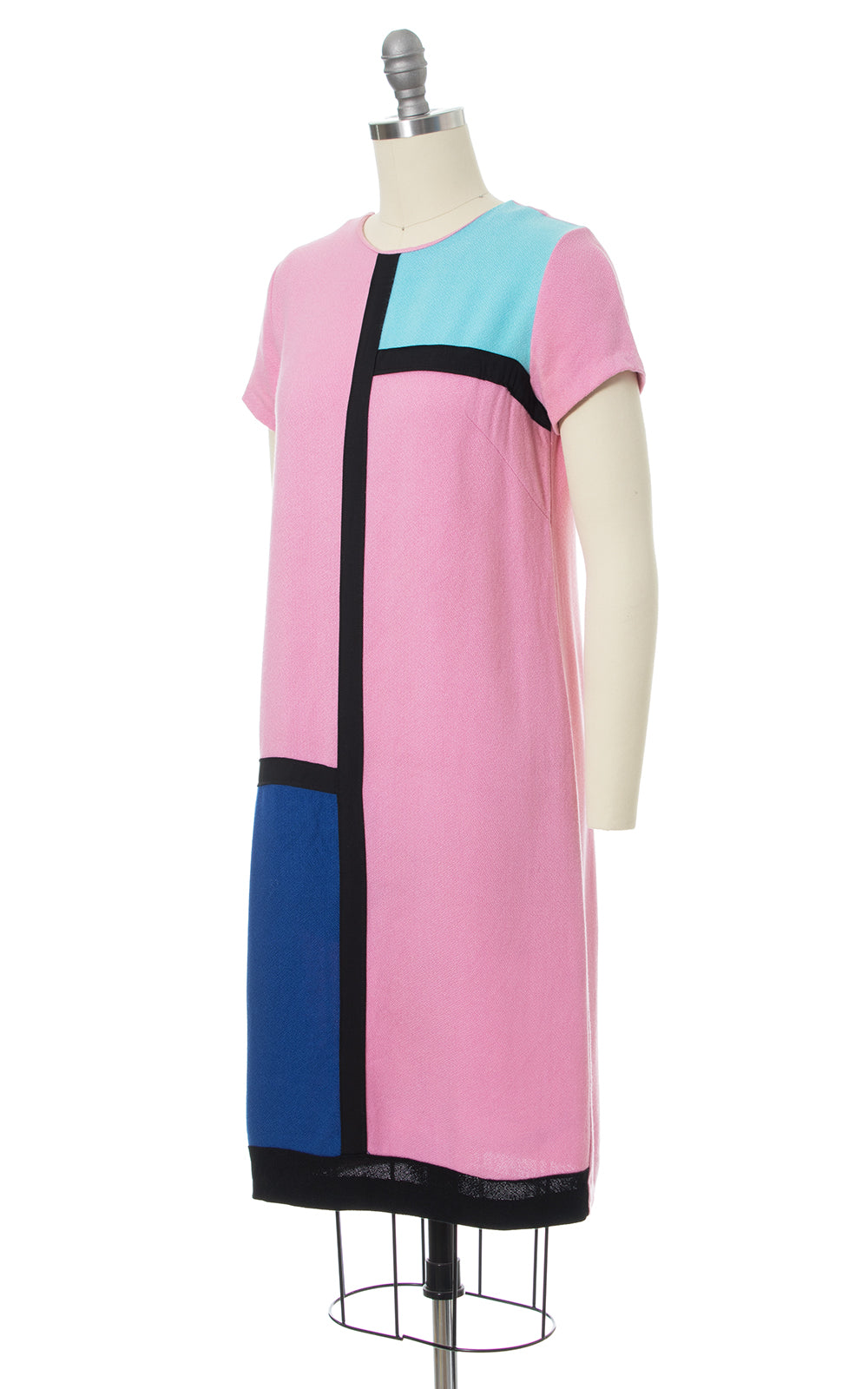 1960s Mondrian Inspired Color Block Shift Dress