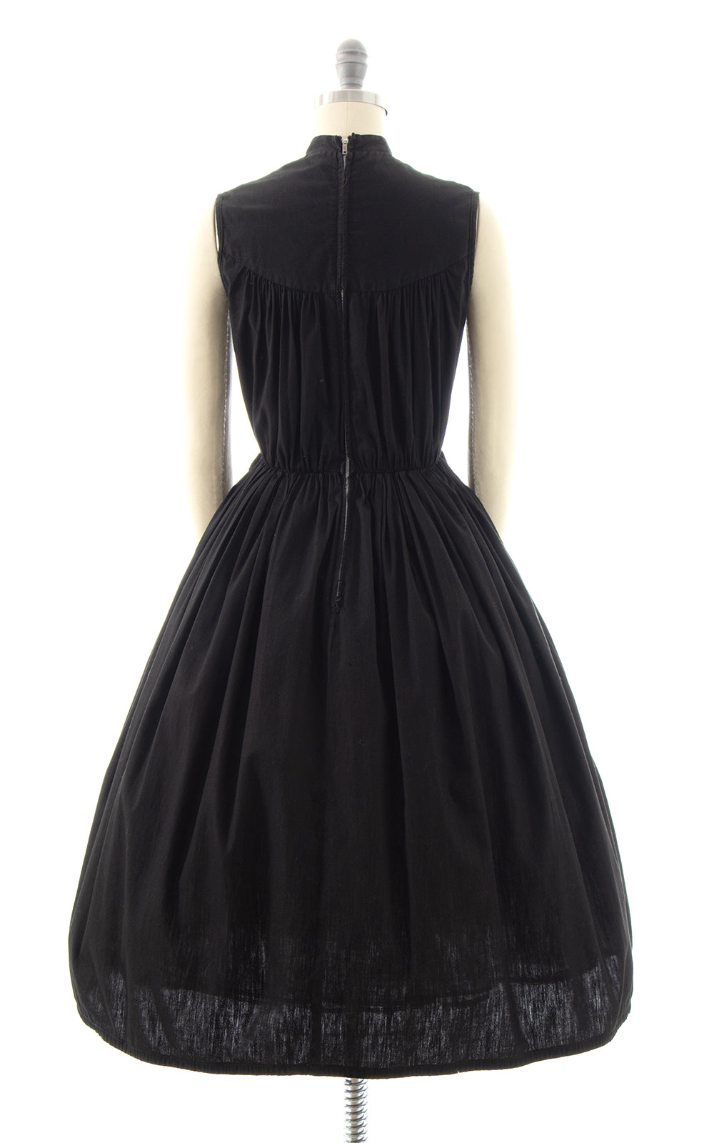 1950s Gathered Black Sundress | small | BirthdayLifeVintage