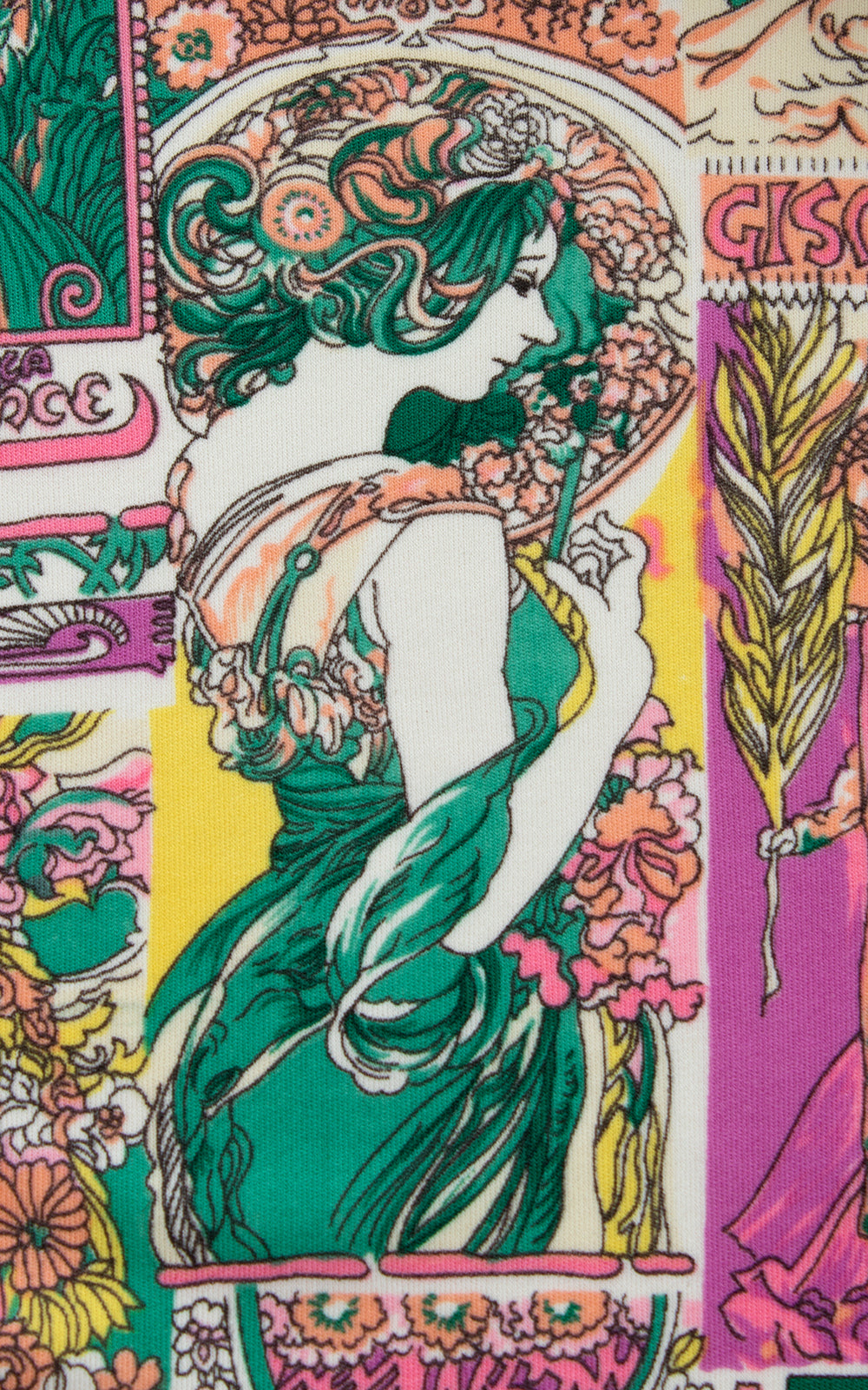 1970s Alphonse Mucha Art Nouveau Novelty Print Blouse BirthdayLifeVintage