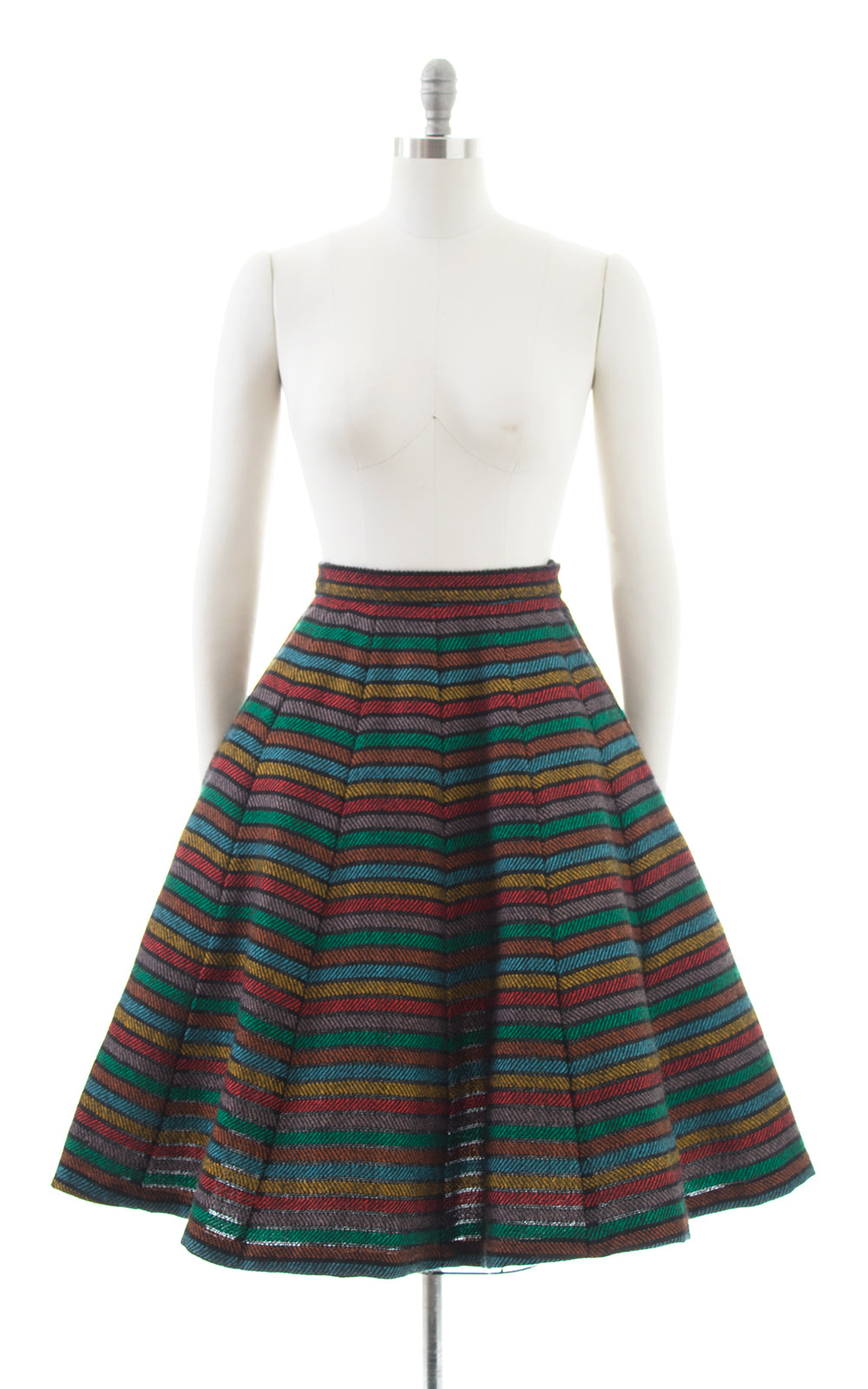 1950s Rainbow Striped Wool Skirt | small