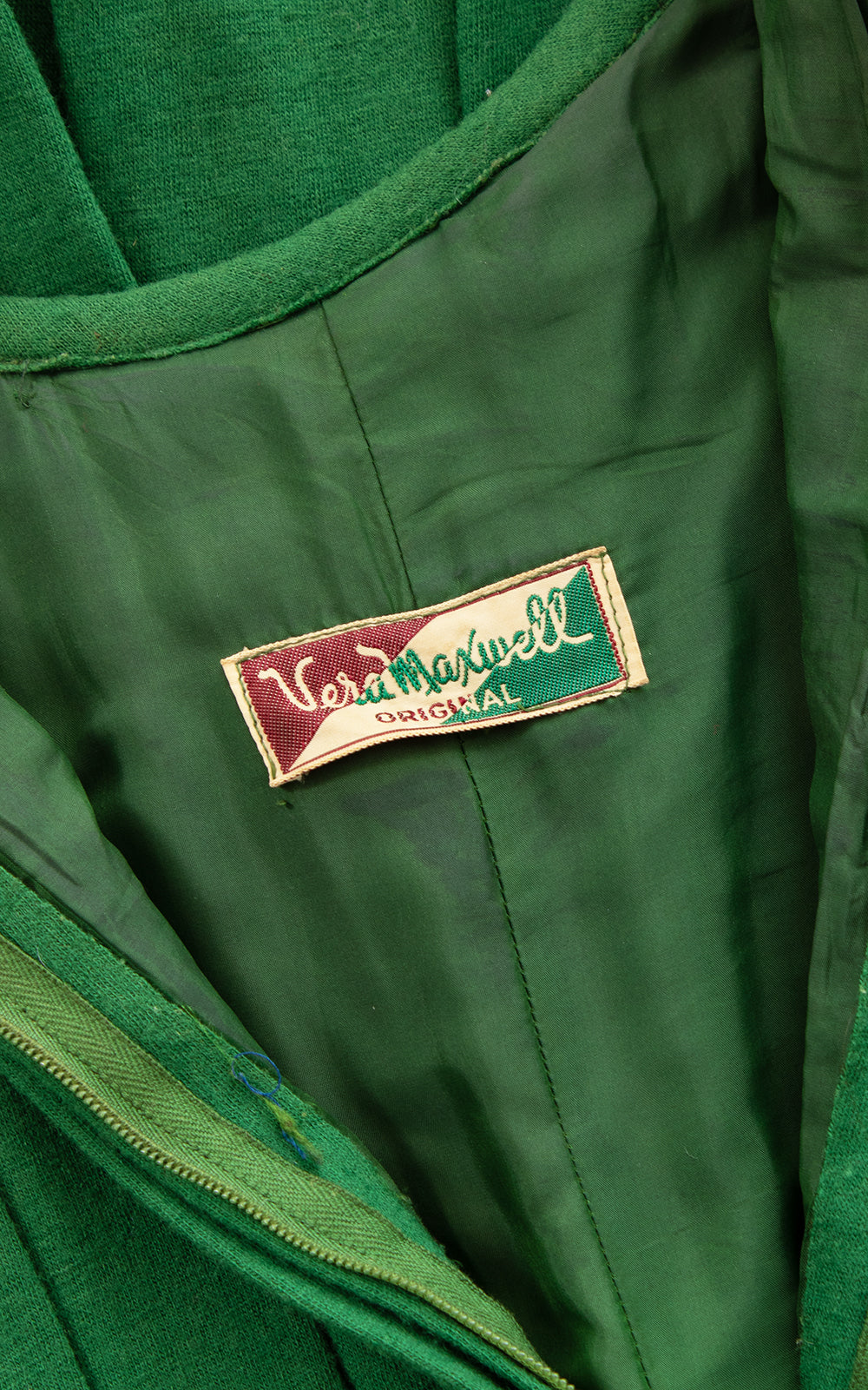 1940s 1950s VERA MAXWELL Green Wool Dress | small