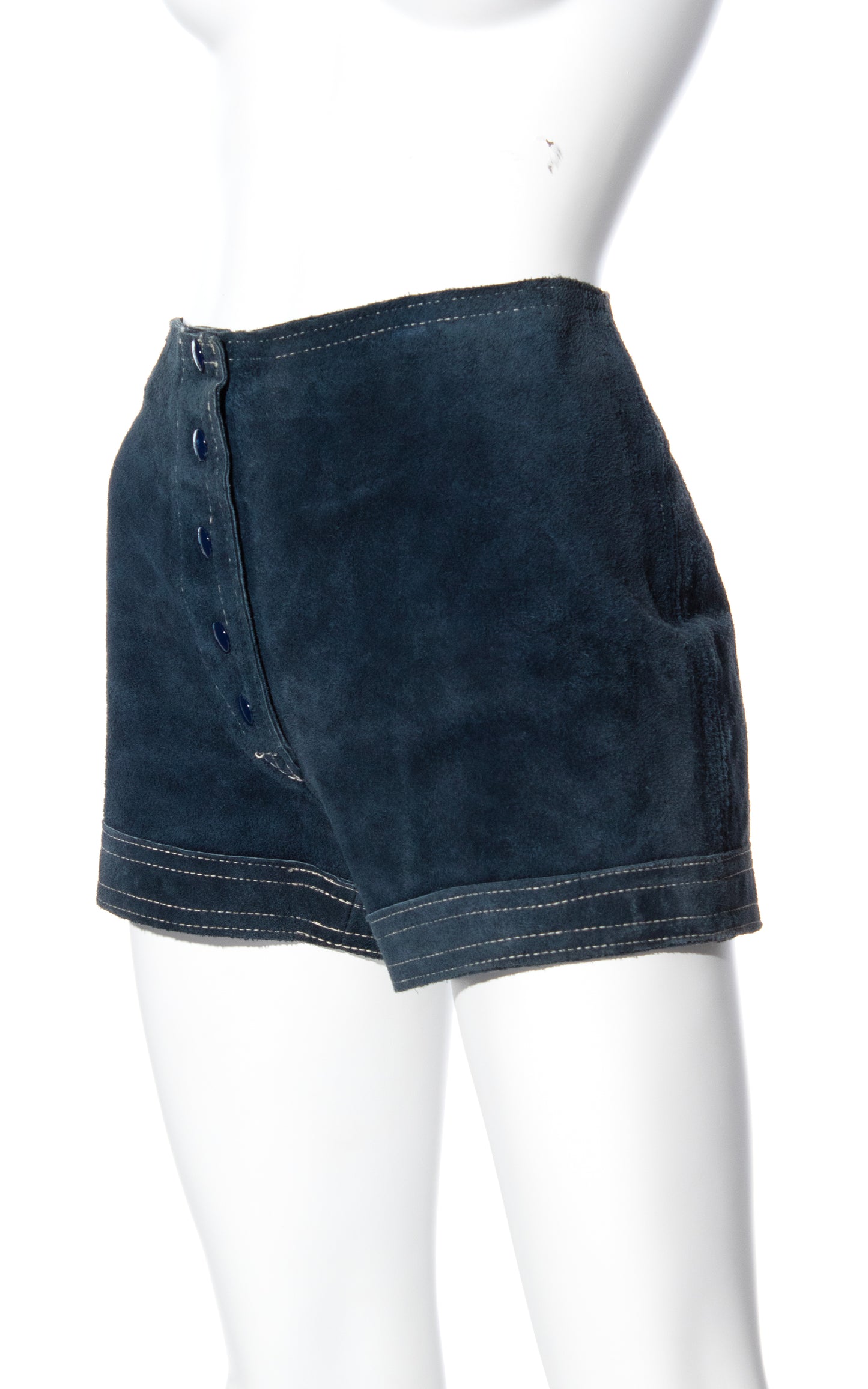 Vintage 70s 1970s Blue Suede Boho Bohemian Hippie High Waisted Shorts BirthdayLifeVintage