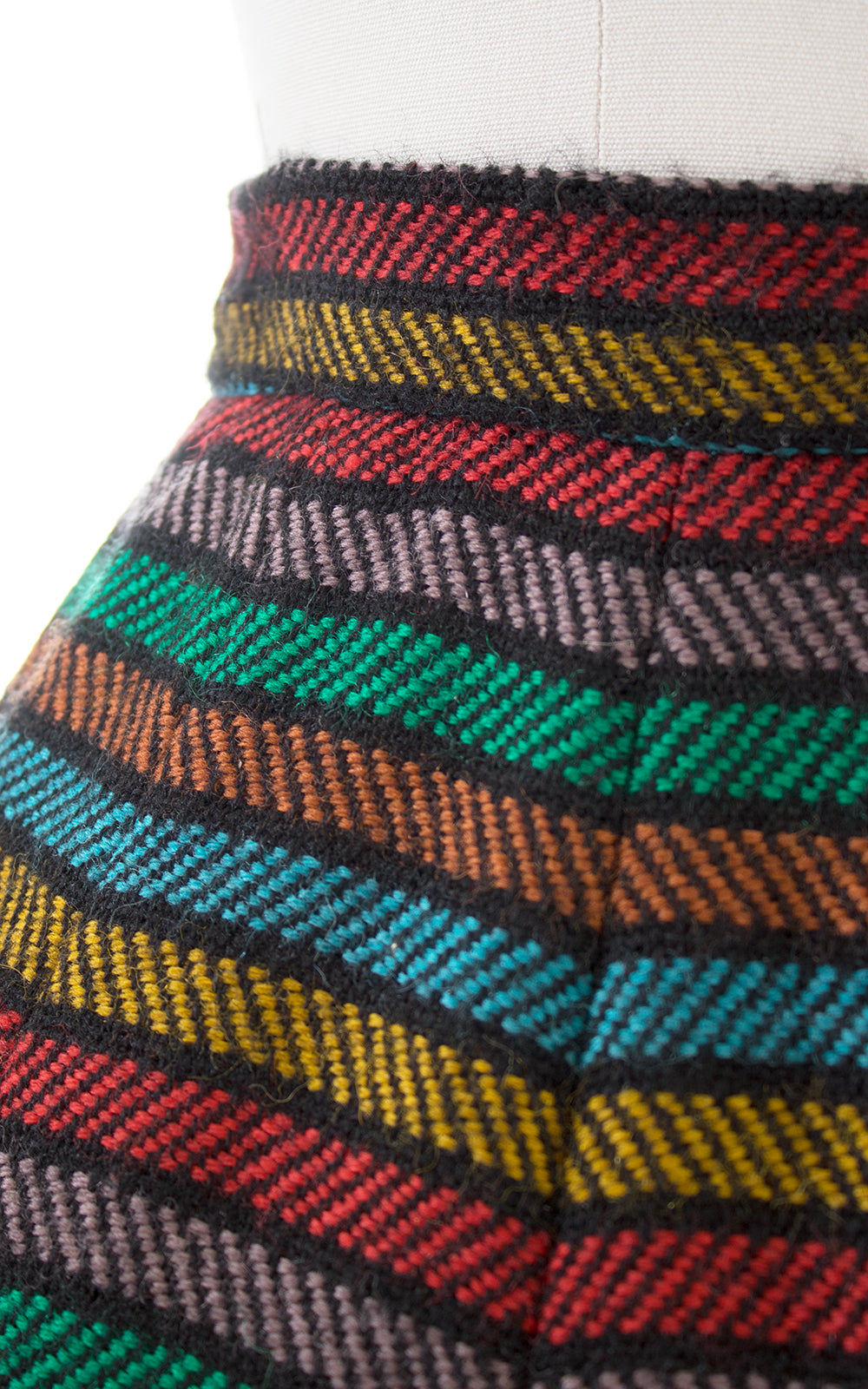 1950s Rainbow Striped Wool Skirt | small