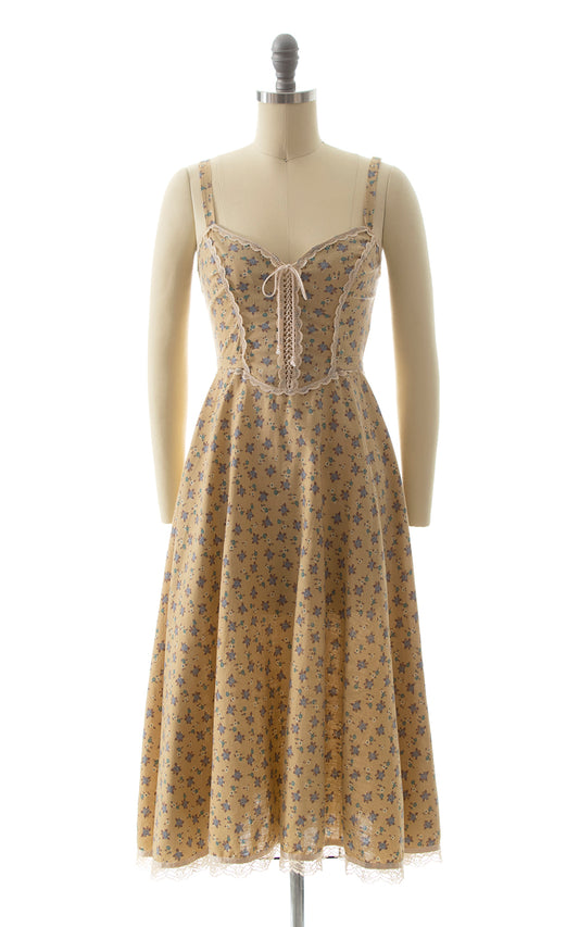 1970s Gunne Sax Lace Up Calico Sundress BirthdayLifeVintage