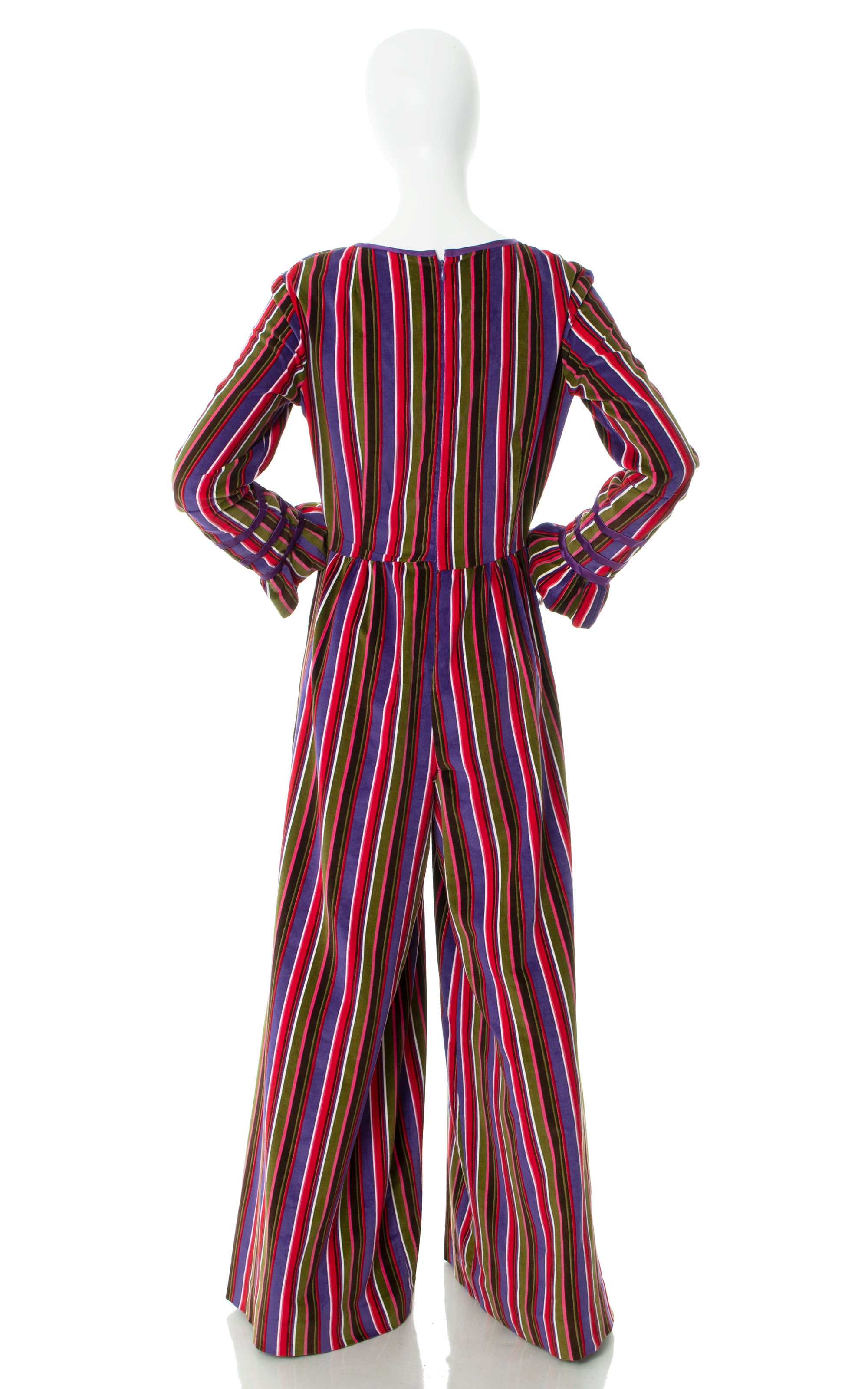 LUIK 1990s striped velour jumpsuit - サロペット・オーバーオール