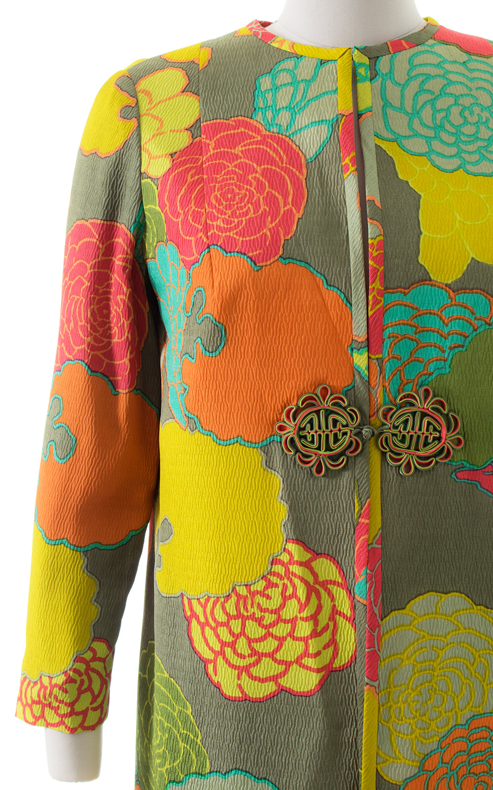 1960s Silk Floral Duster Jacket