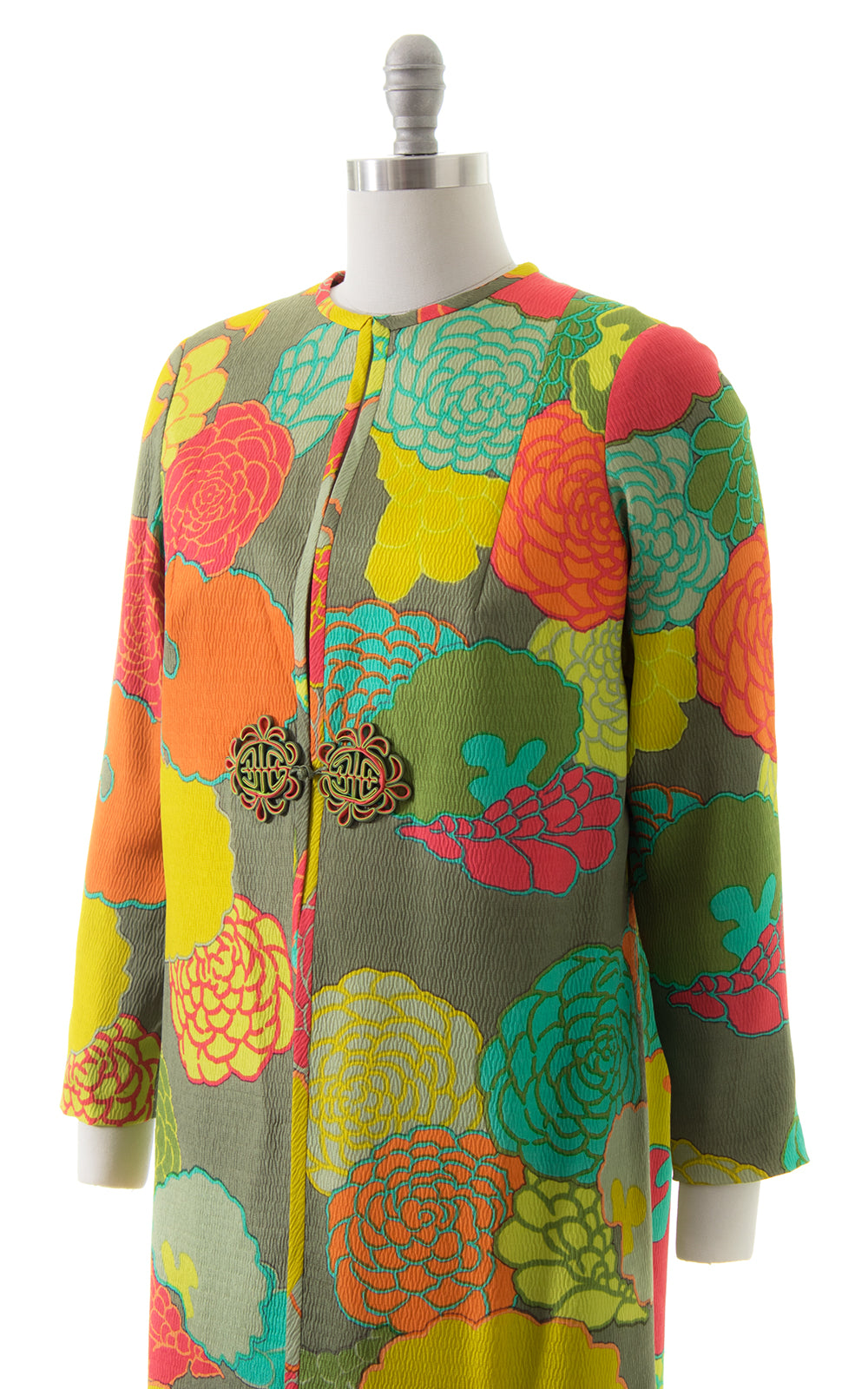 1960s Silk Floral Duster Jacket