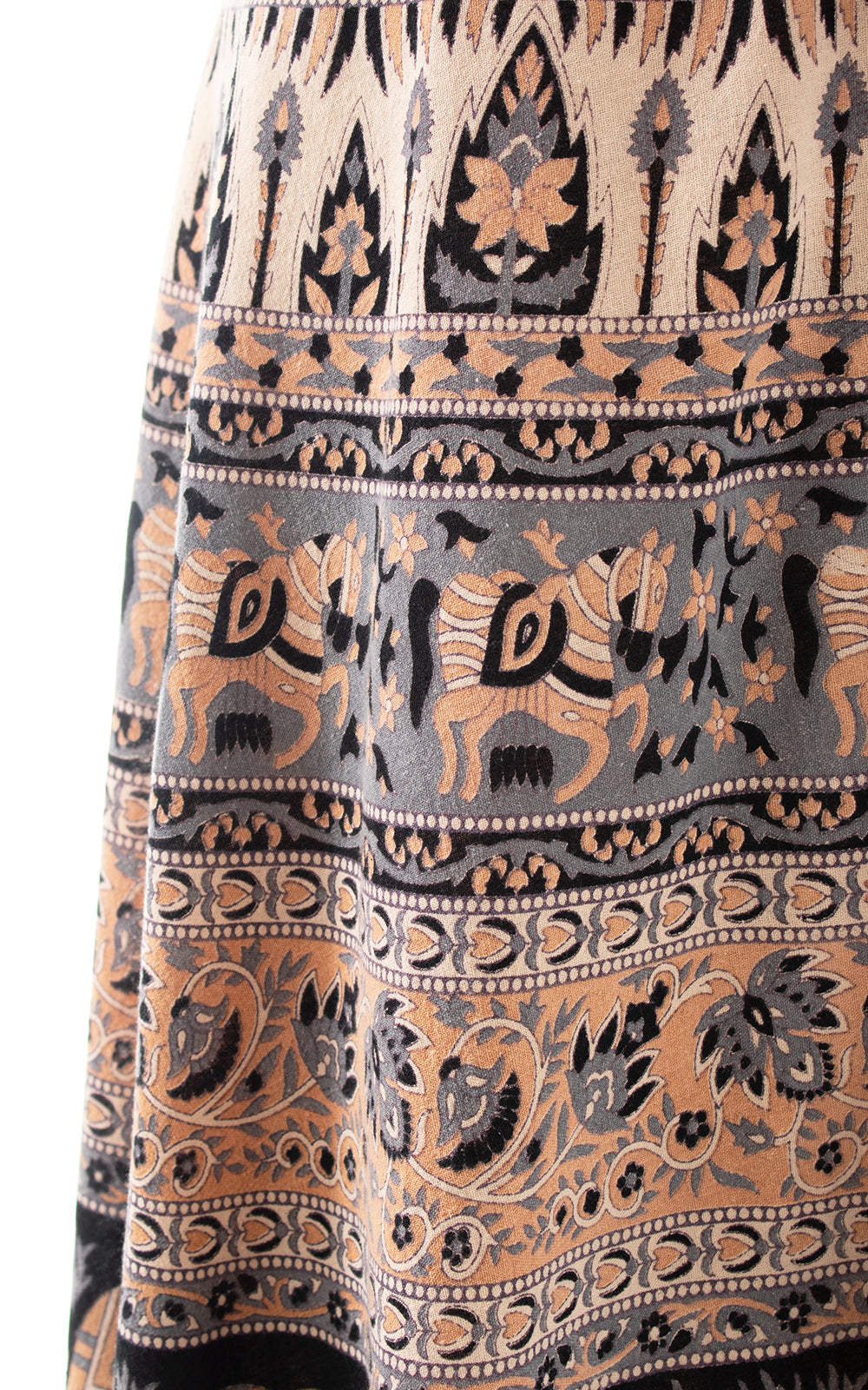 1970s Indian Cotton Novelty Print Wrap Skirt | medium/large